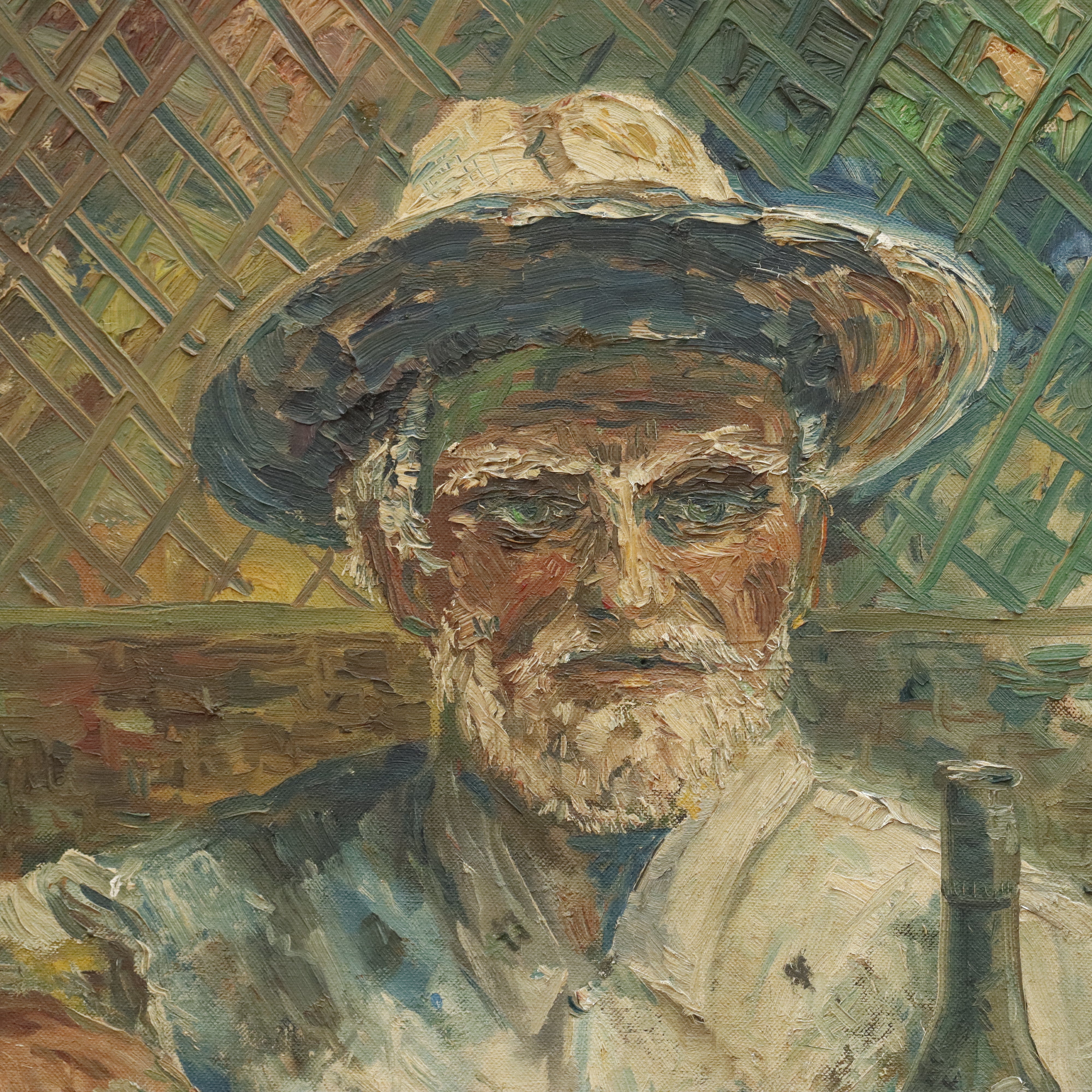 AW215: George W. Miller Self Portrait Oil on Board Painting