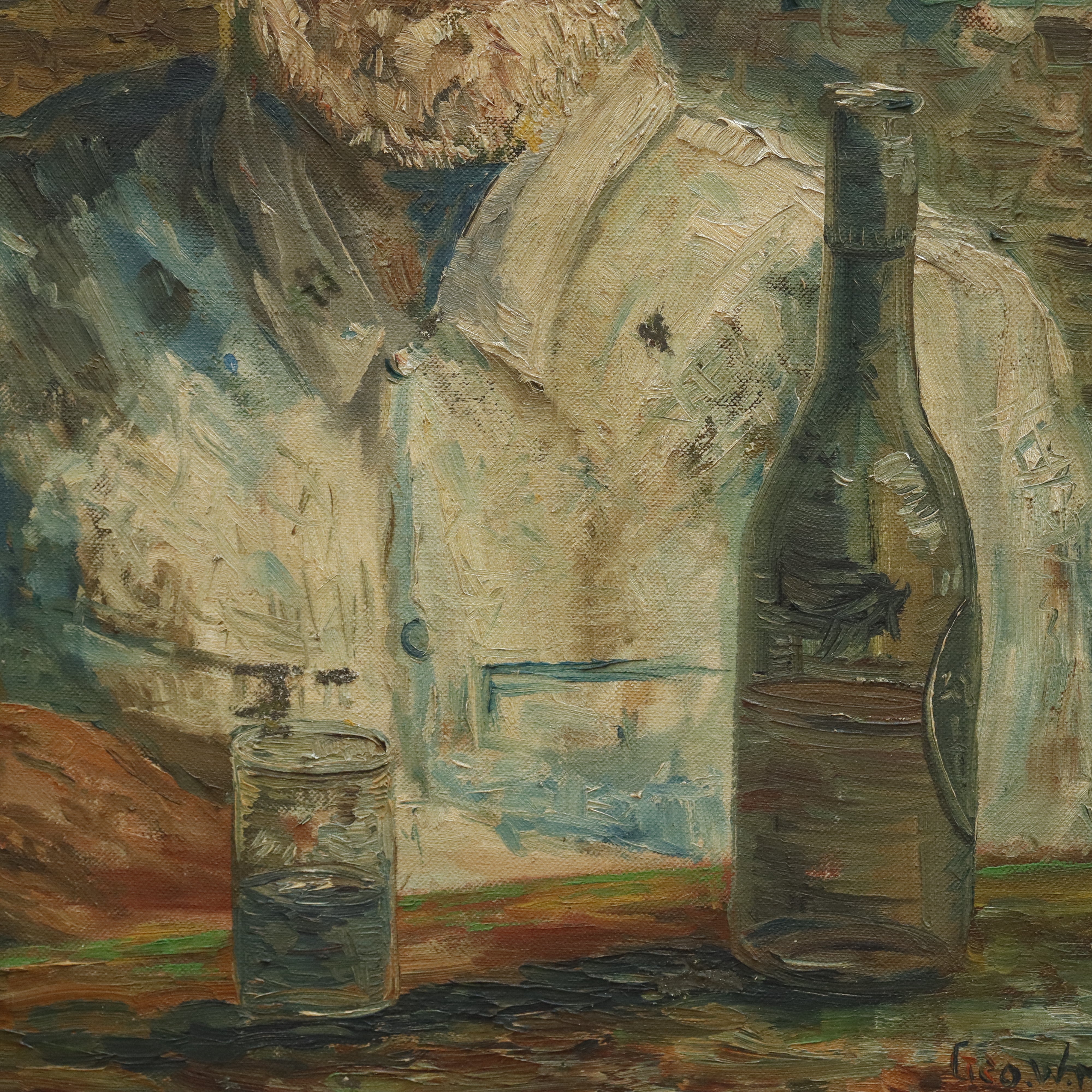 AW215: George W. Miller Self Portrait Oil on Board Painting