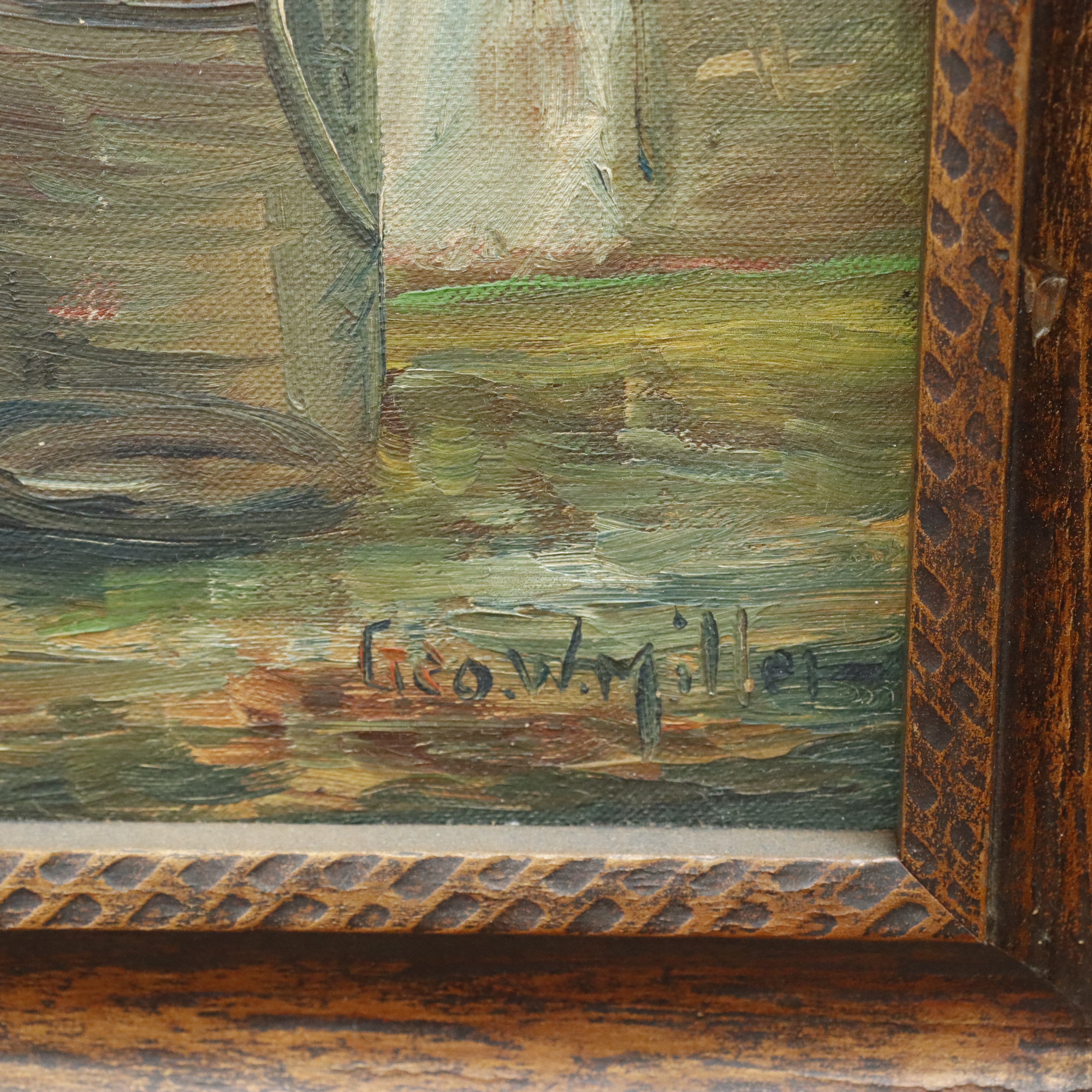 AW215: George W. Miller Self Portrait Oil on Board Painting