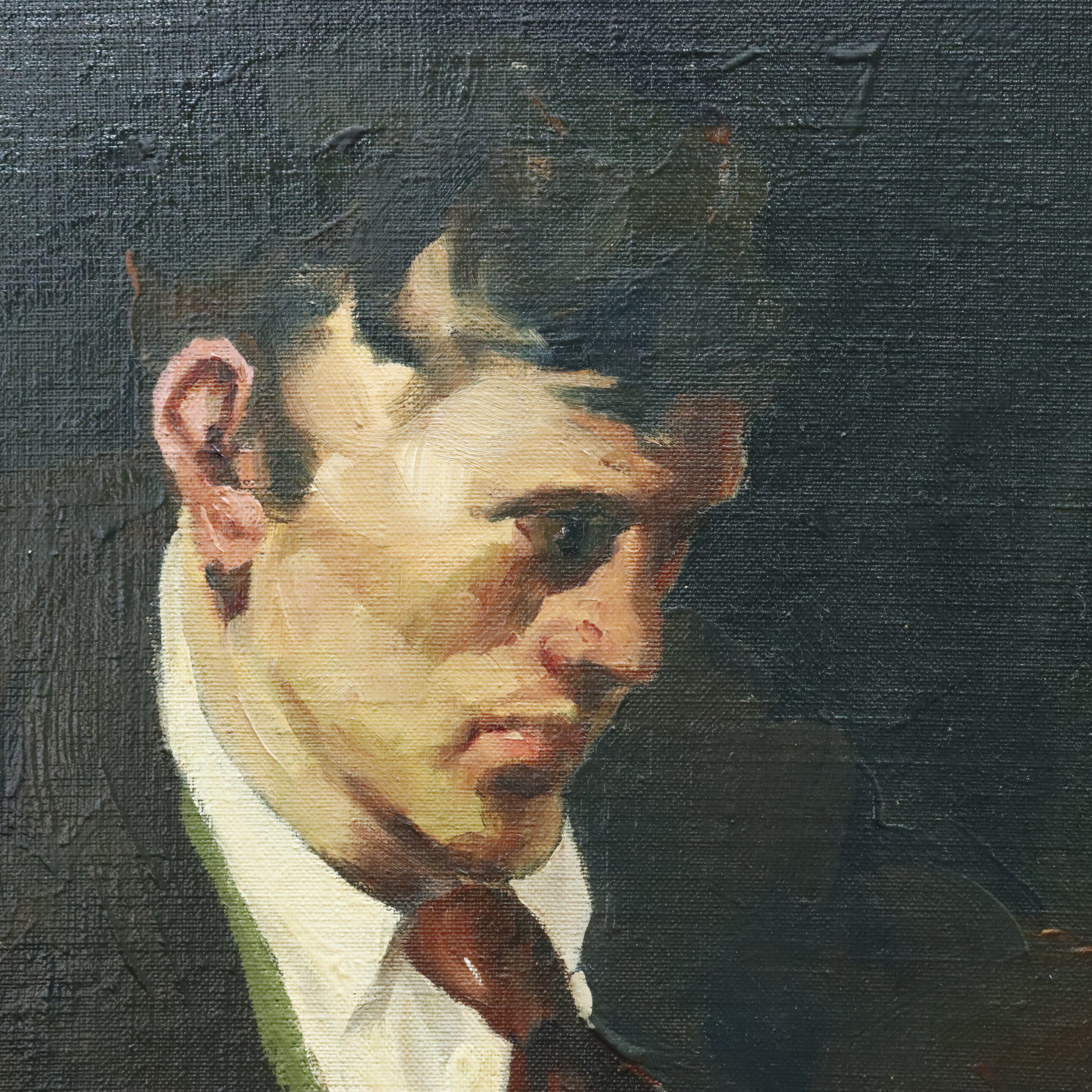 AW915: John R Grabich "Boy With Drinking Glass" Oil Painting