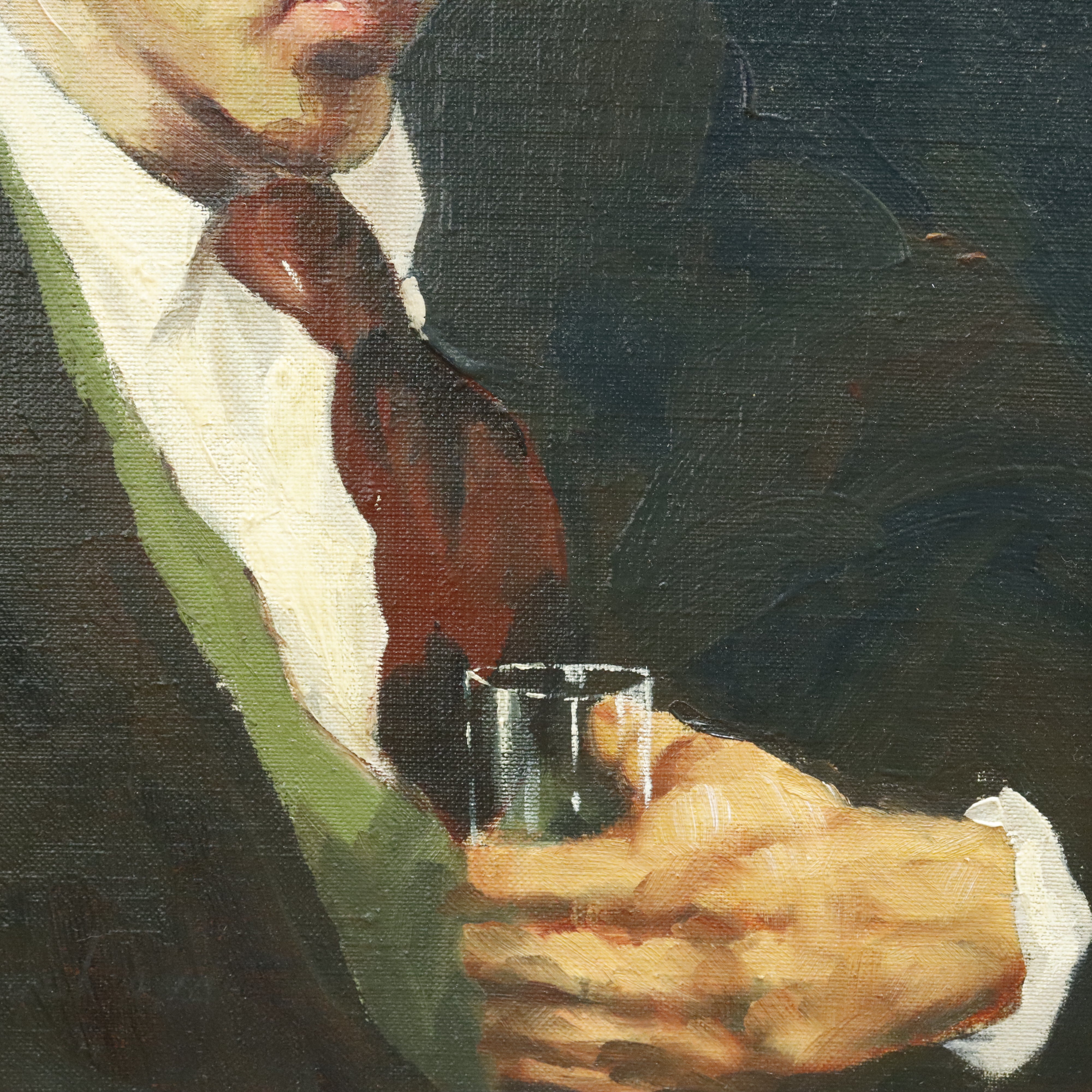 AW915: John R Grabich "Boy With Drinking Glass" Oil Painting