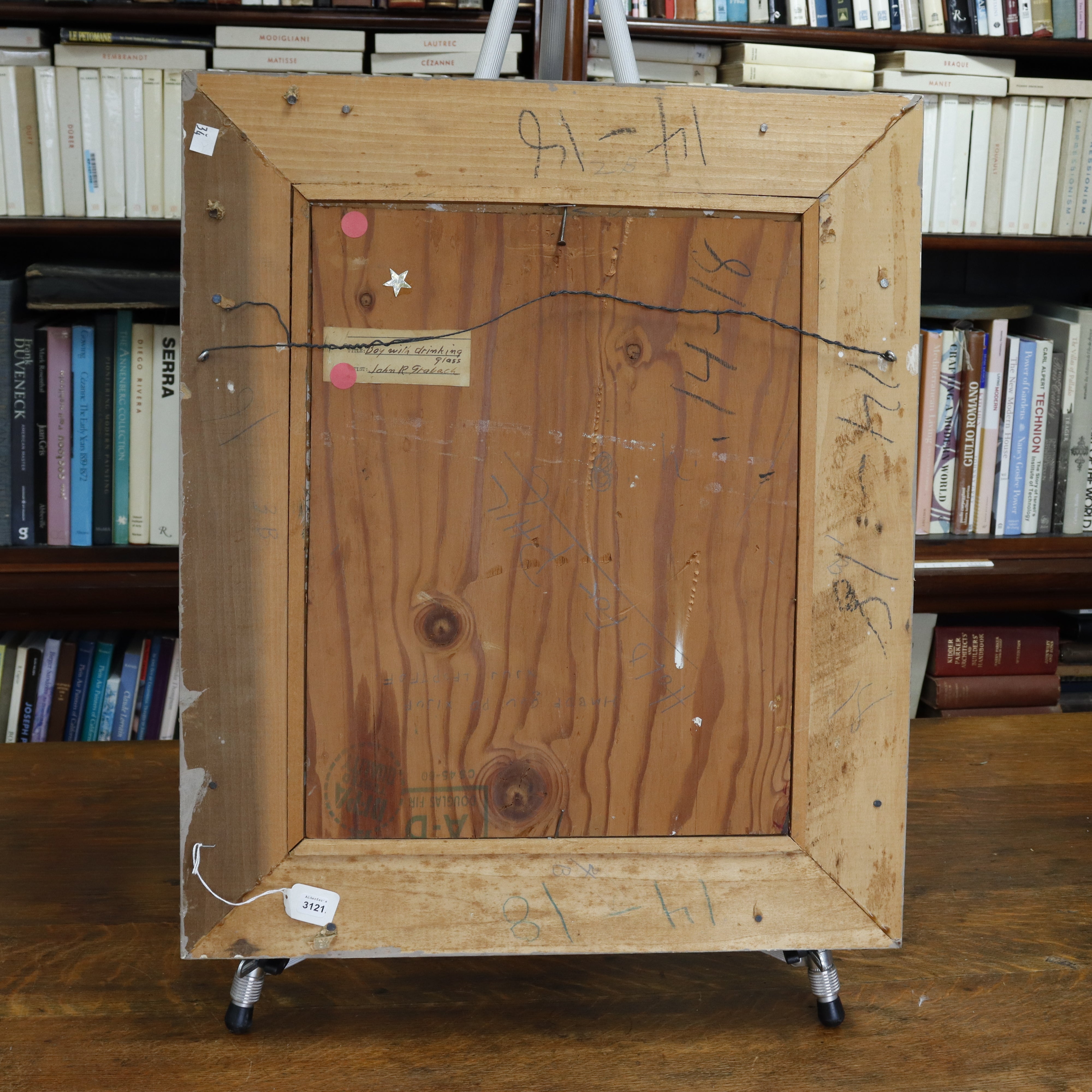 AW915: John R Grabich "Boy With Drinking Glass" Oil Painting