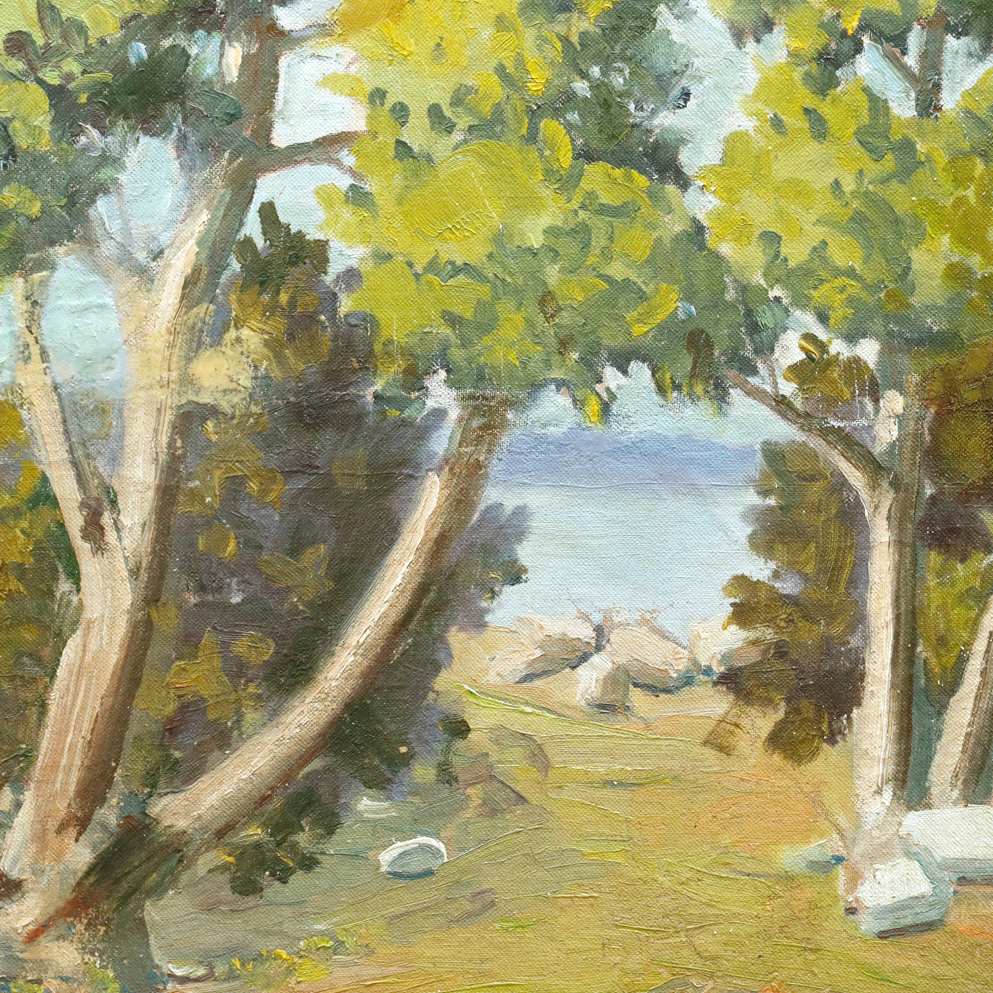 AW917: Ralph Holmes California Impressionist Plein Air Landscape Oil on Board Painting Early 20th Century