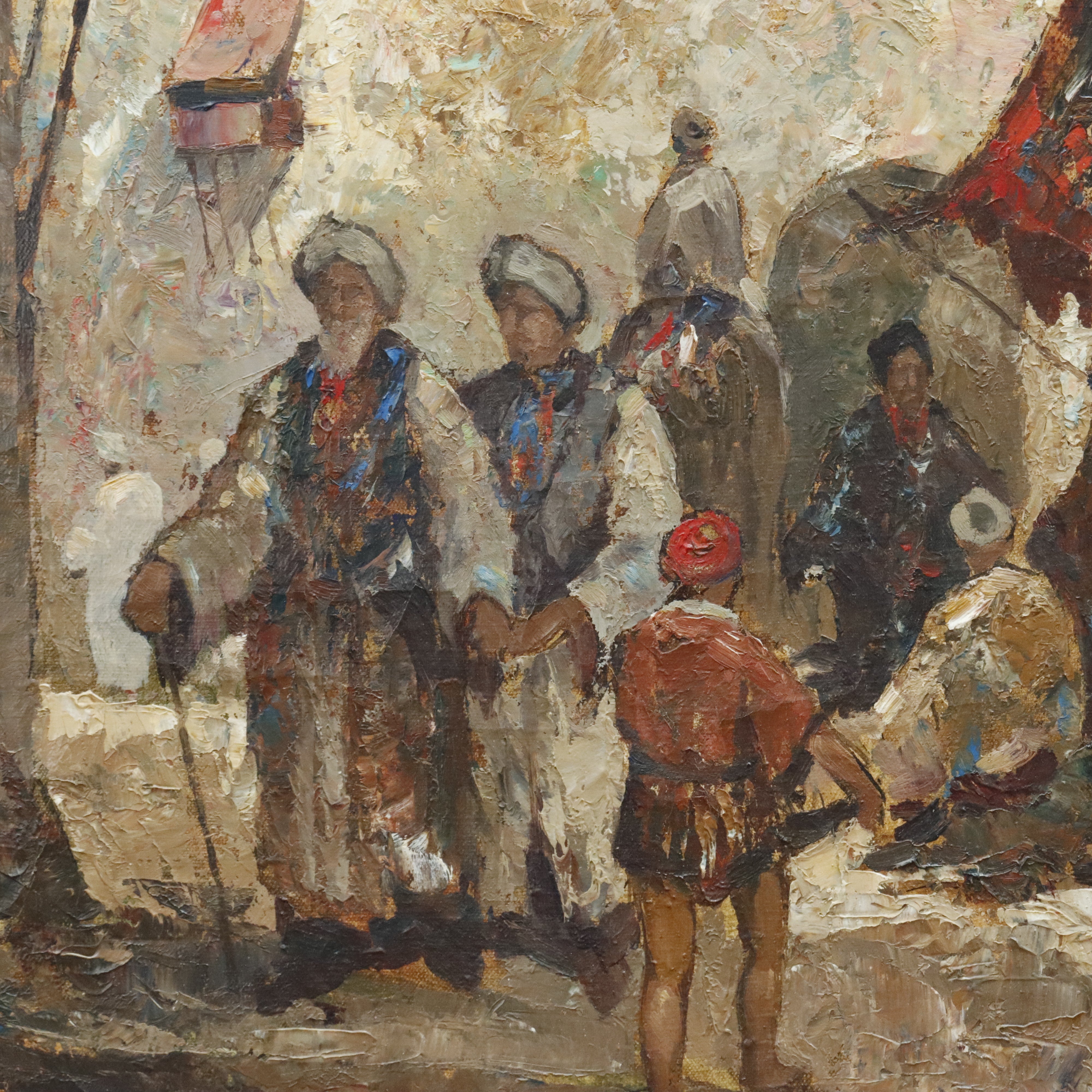 AW088: Arabian Street Scene Oil on Canvas Painting Signed Yongert