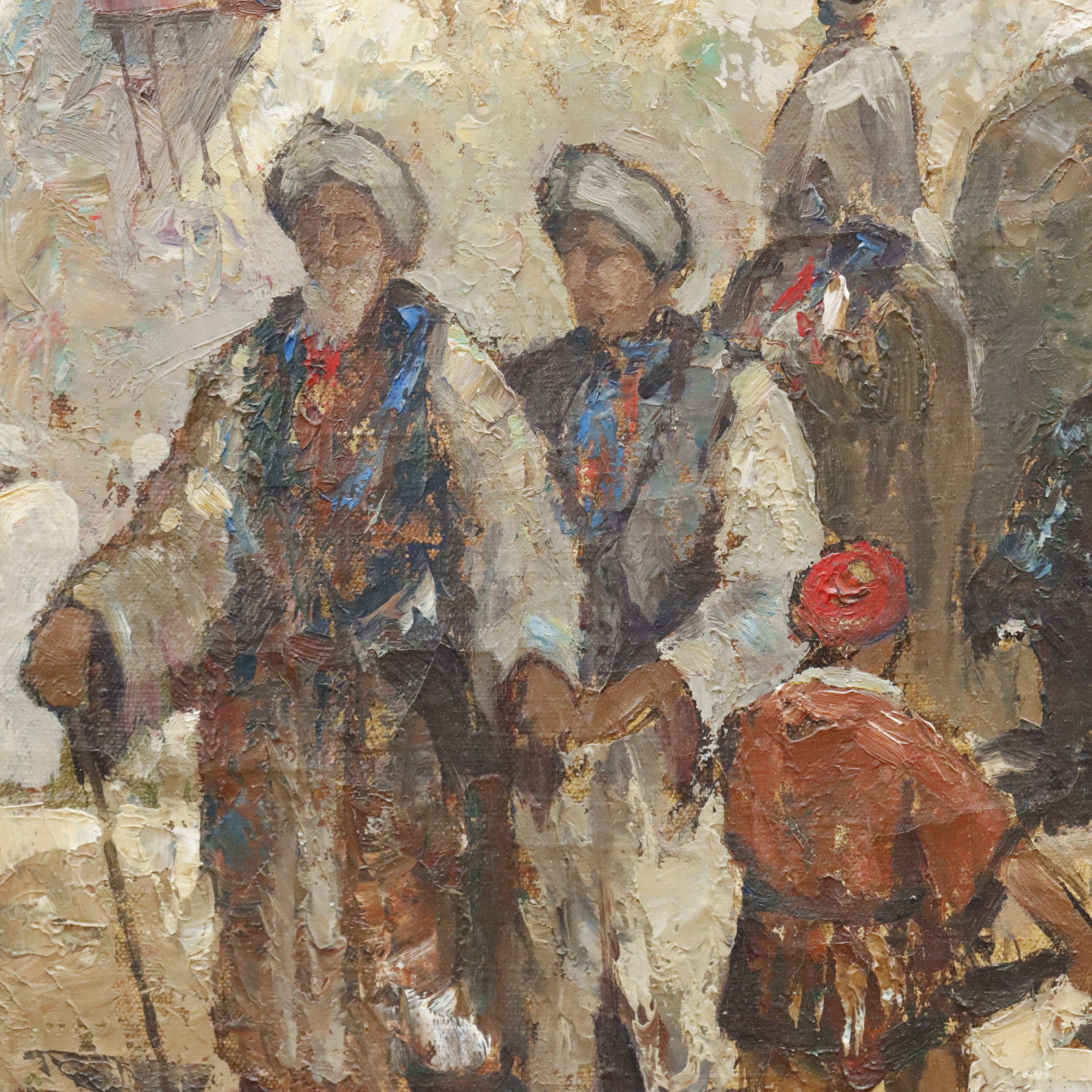 AW088: Arabian Street Scene Oil on Canvas Painting Signed Yongert