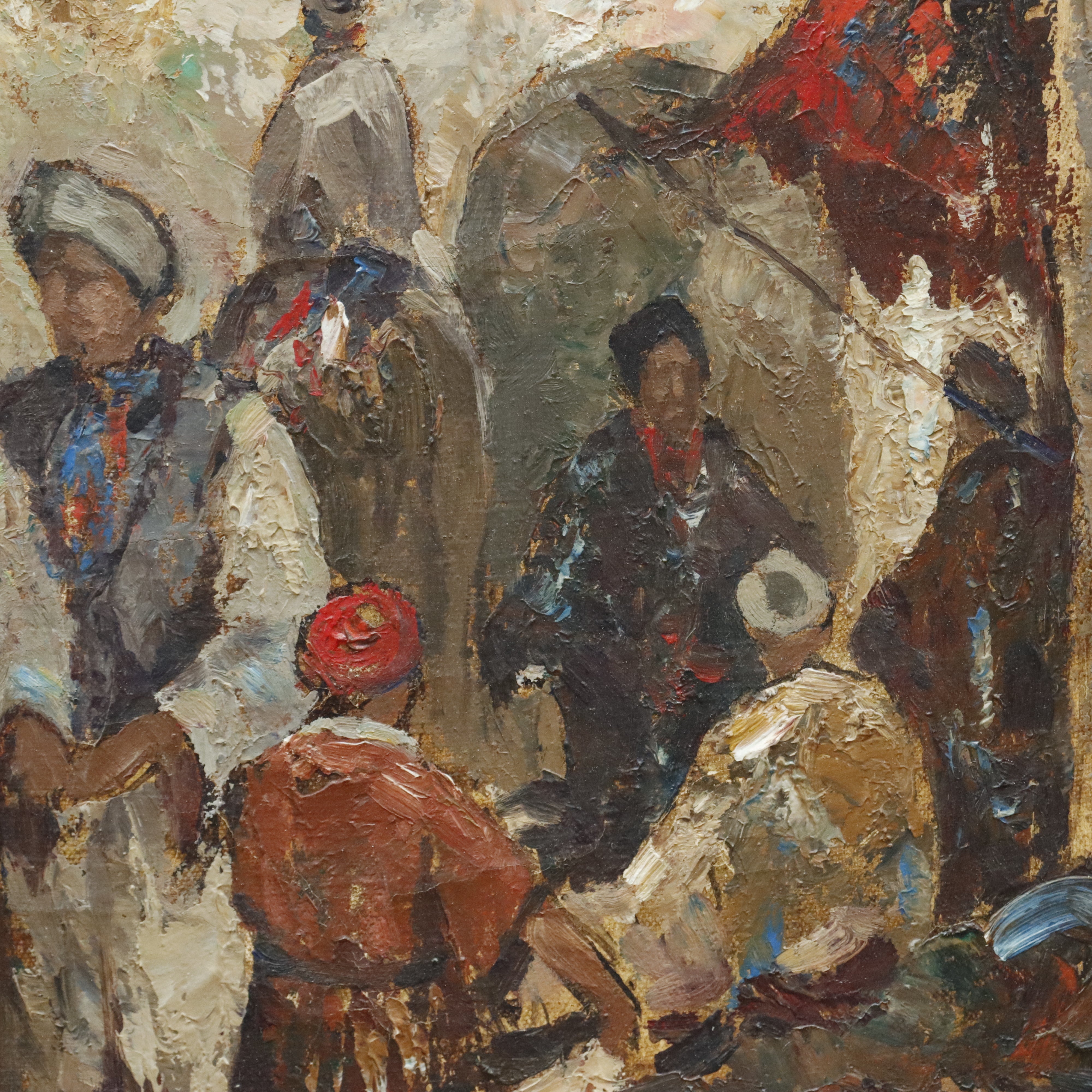 AW088: Arabian Street Scene Oil on Canvas Painting Signed Yongert