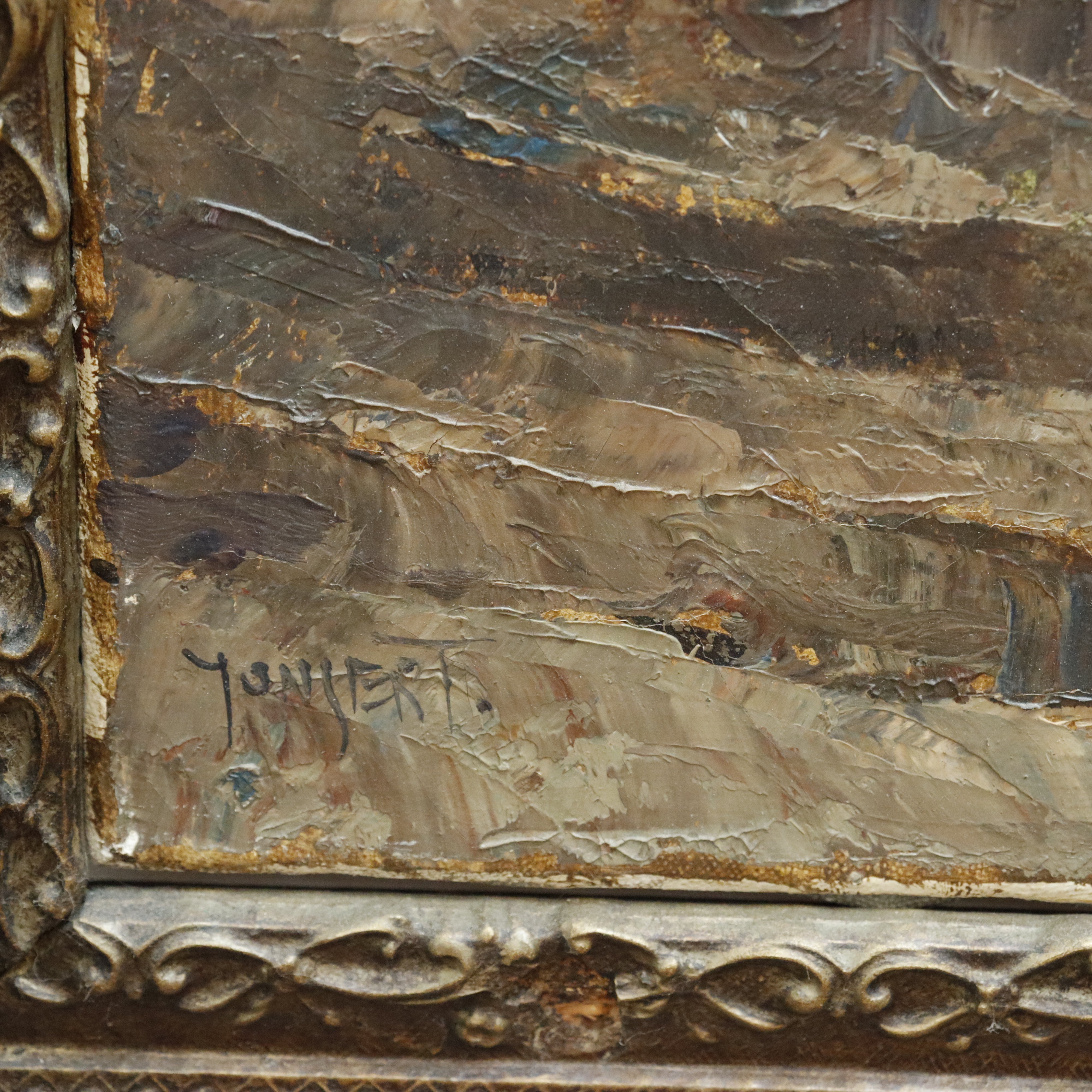 AW088: Arabian Street Scene Oil on Canvas Painting Signed Yongert