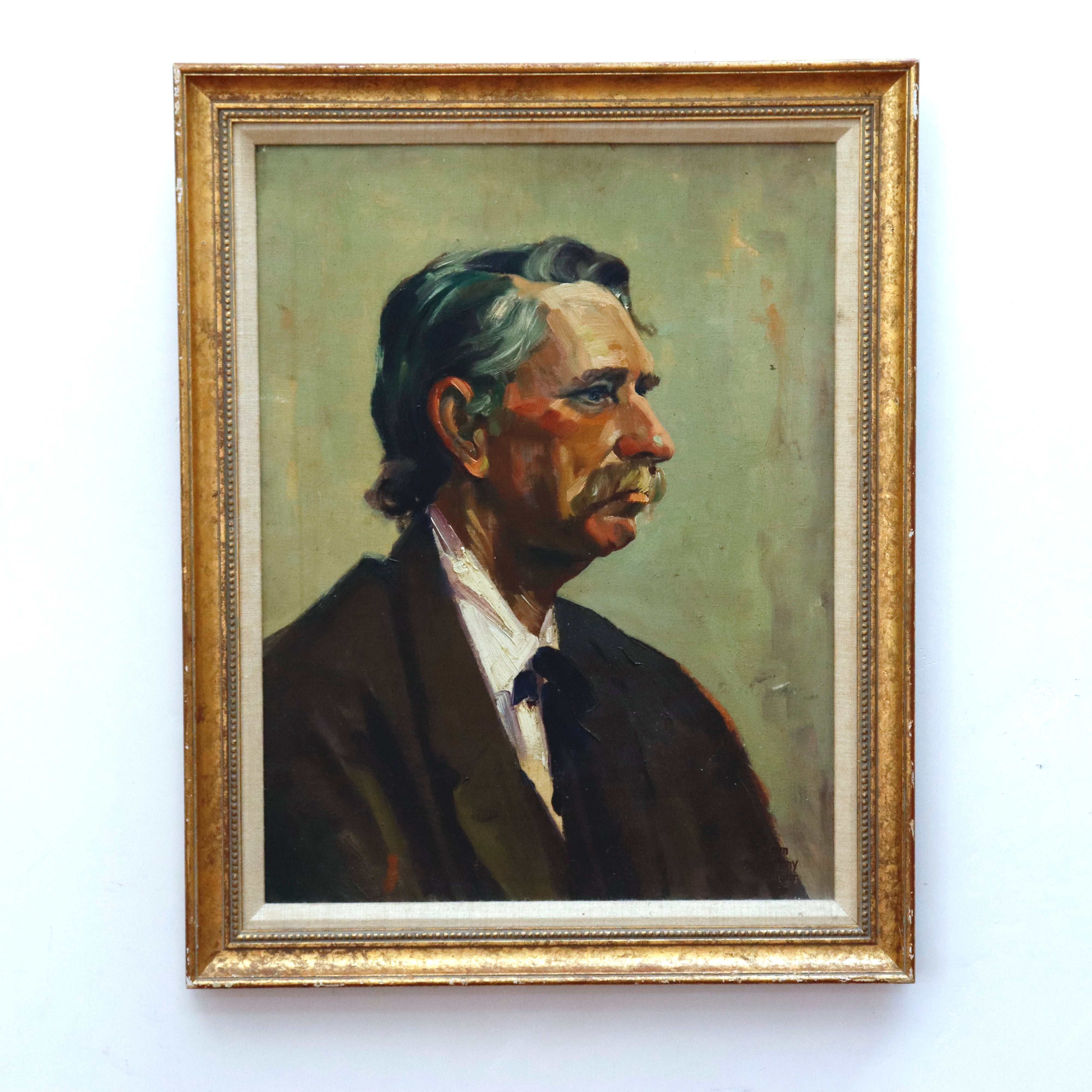 AW919: John Anthony Conner WPA Portrait Oil on Board Painting