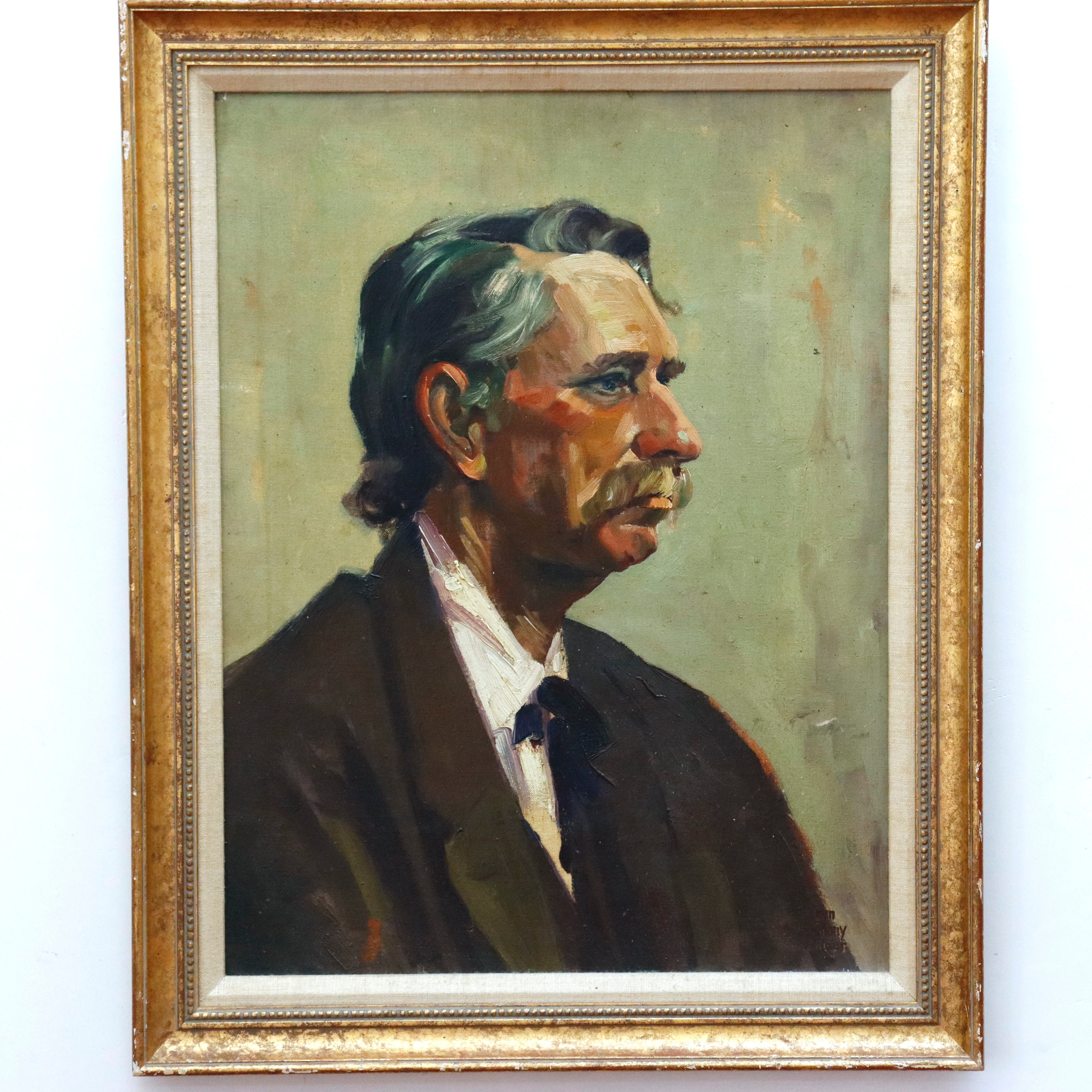 AW919: John Anthony Conner WPA Portrait Oil on Board Painting