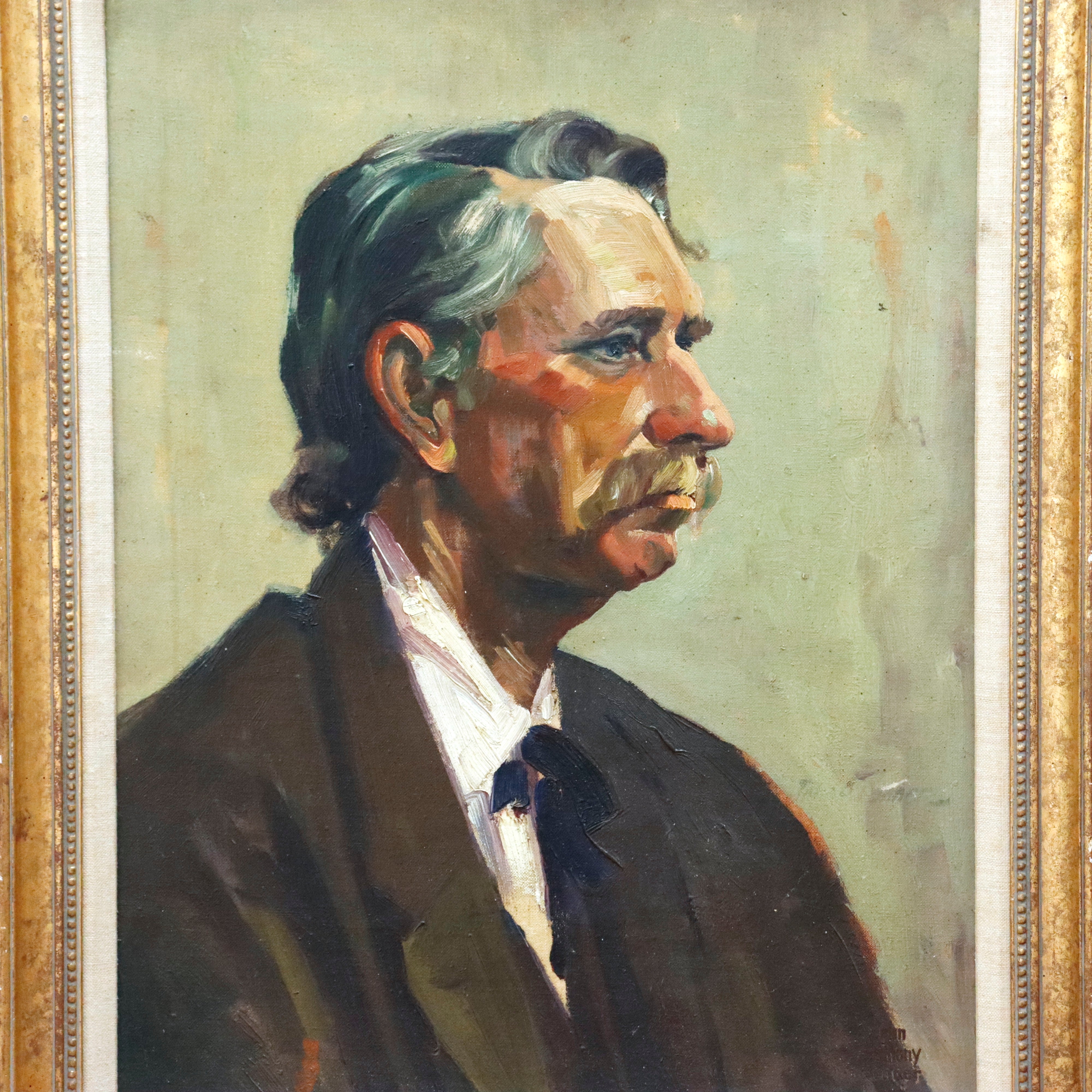 AW919: John Anthony Conner WPA Portrait Oil on Board Painting