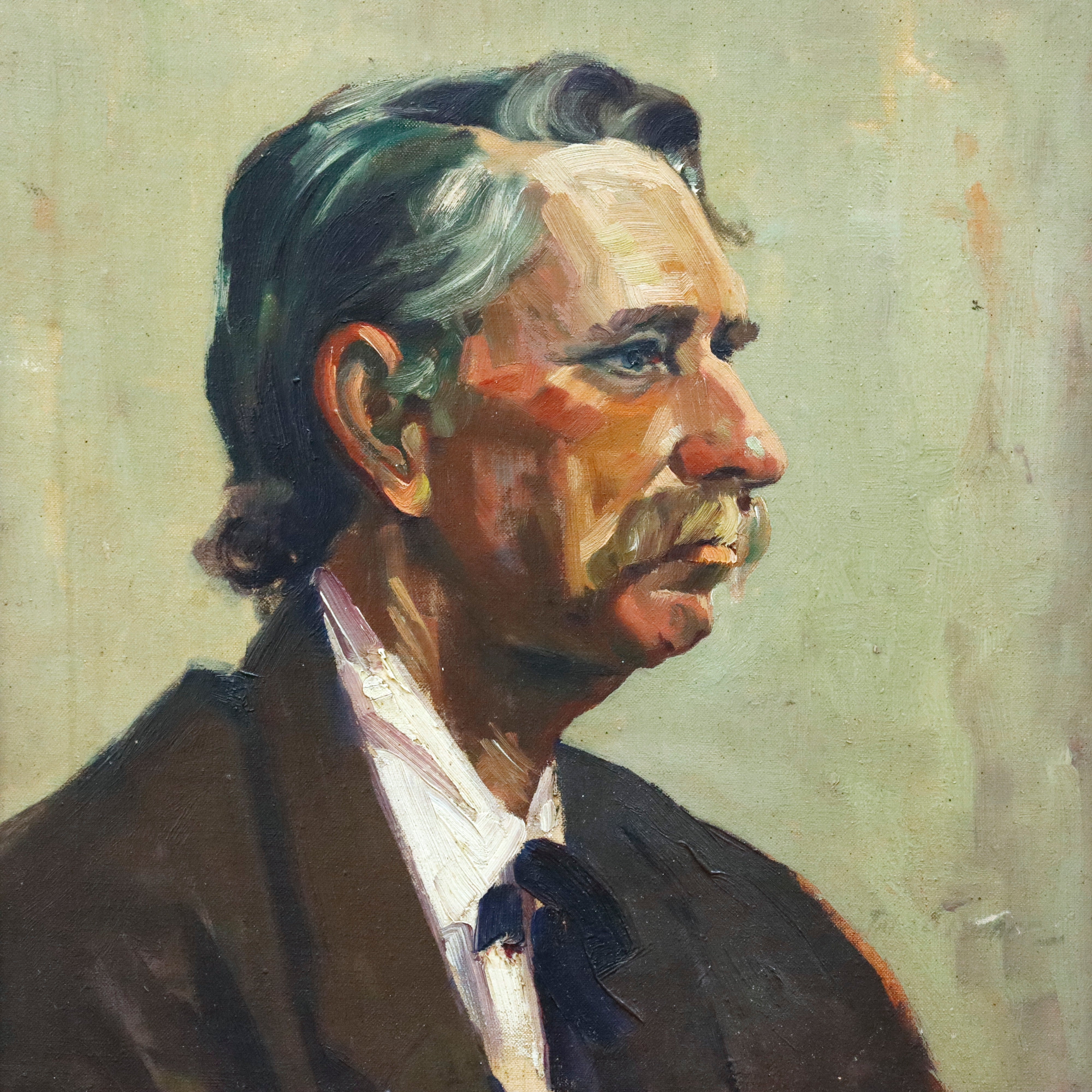 AW919: John Anthony Conner WPA Portrait Oil on Board Painting