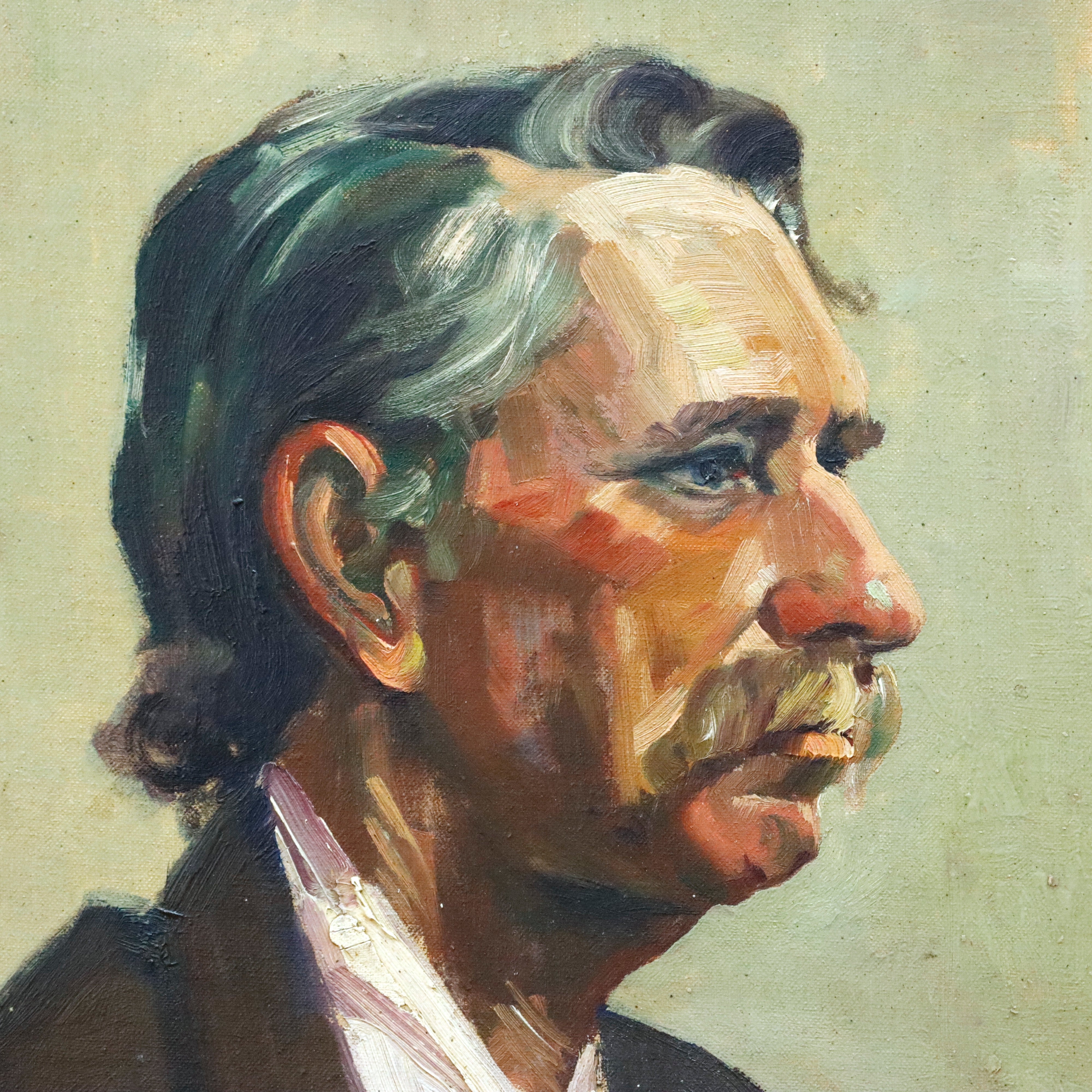 AW919: John Anthony Conner WPA Portrait Oil on Board Painting