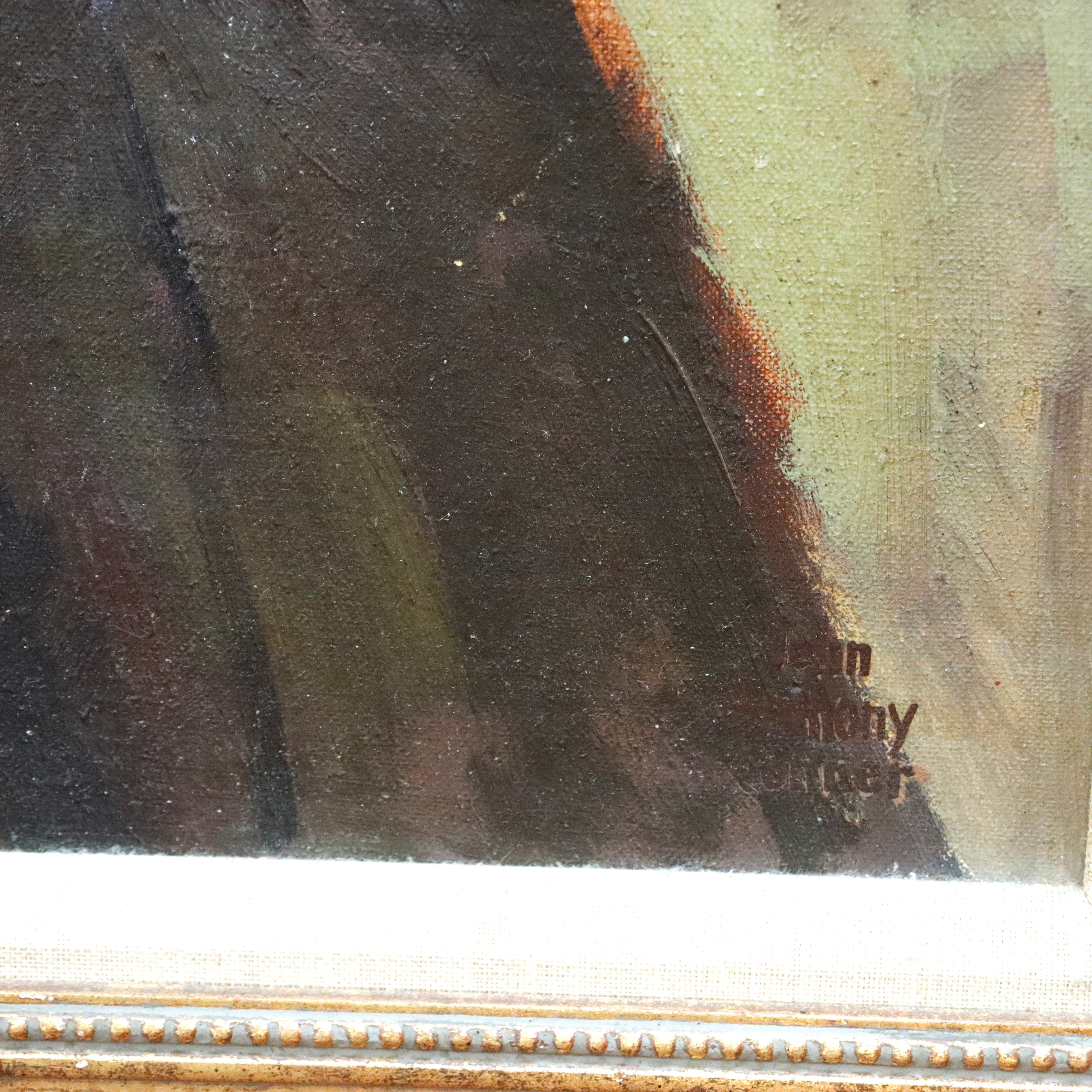 AW919: John Anthony Conner WPA Portrait Oil on Board Painting