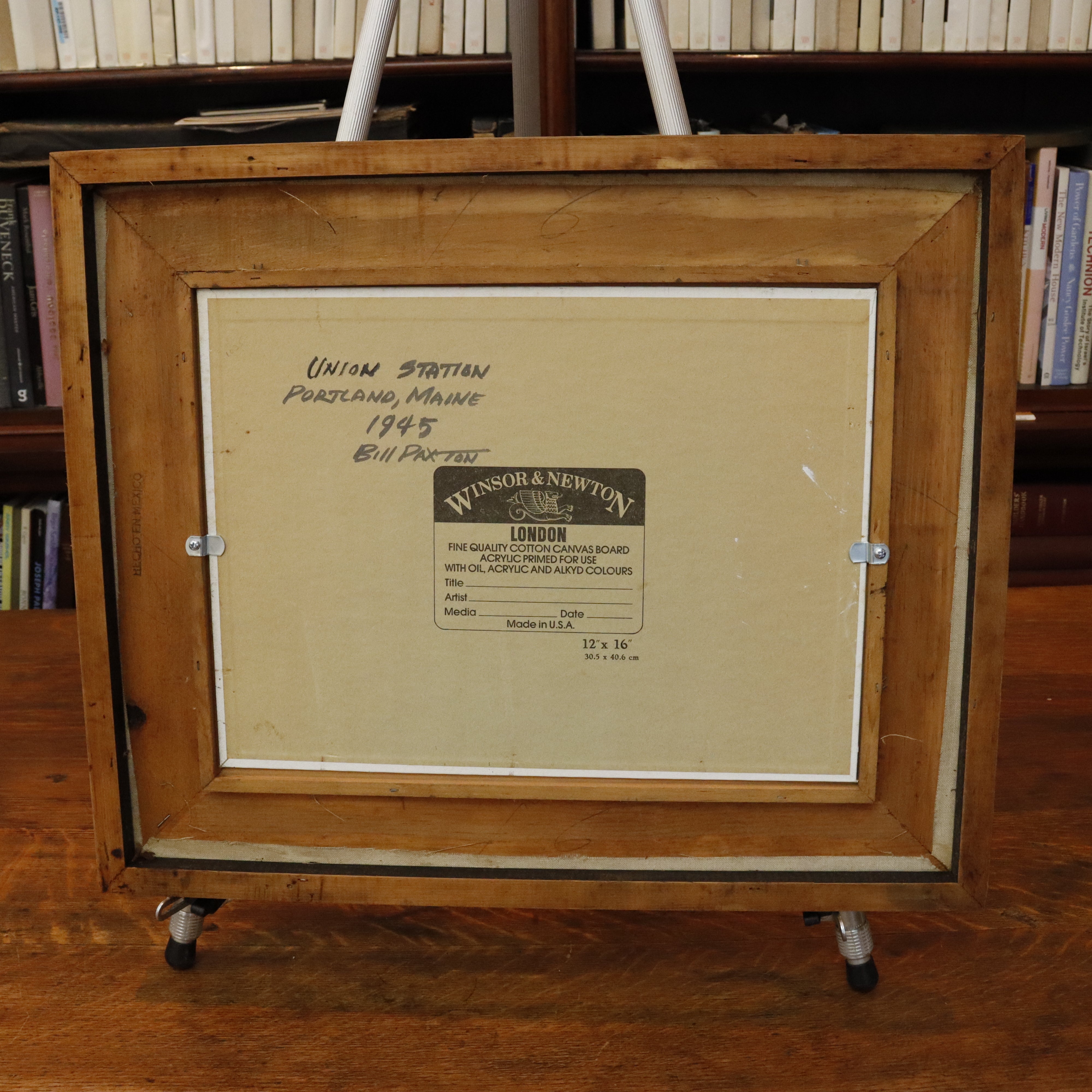 AW092: Bill Paxton - Union Station in Portland Maine - Circa 1945 Mid Century Oil on Board