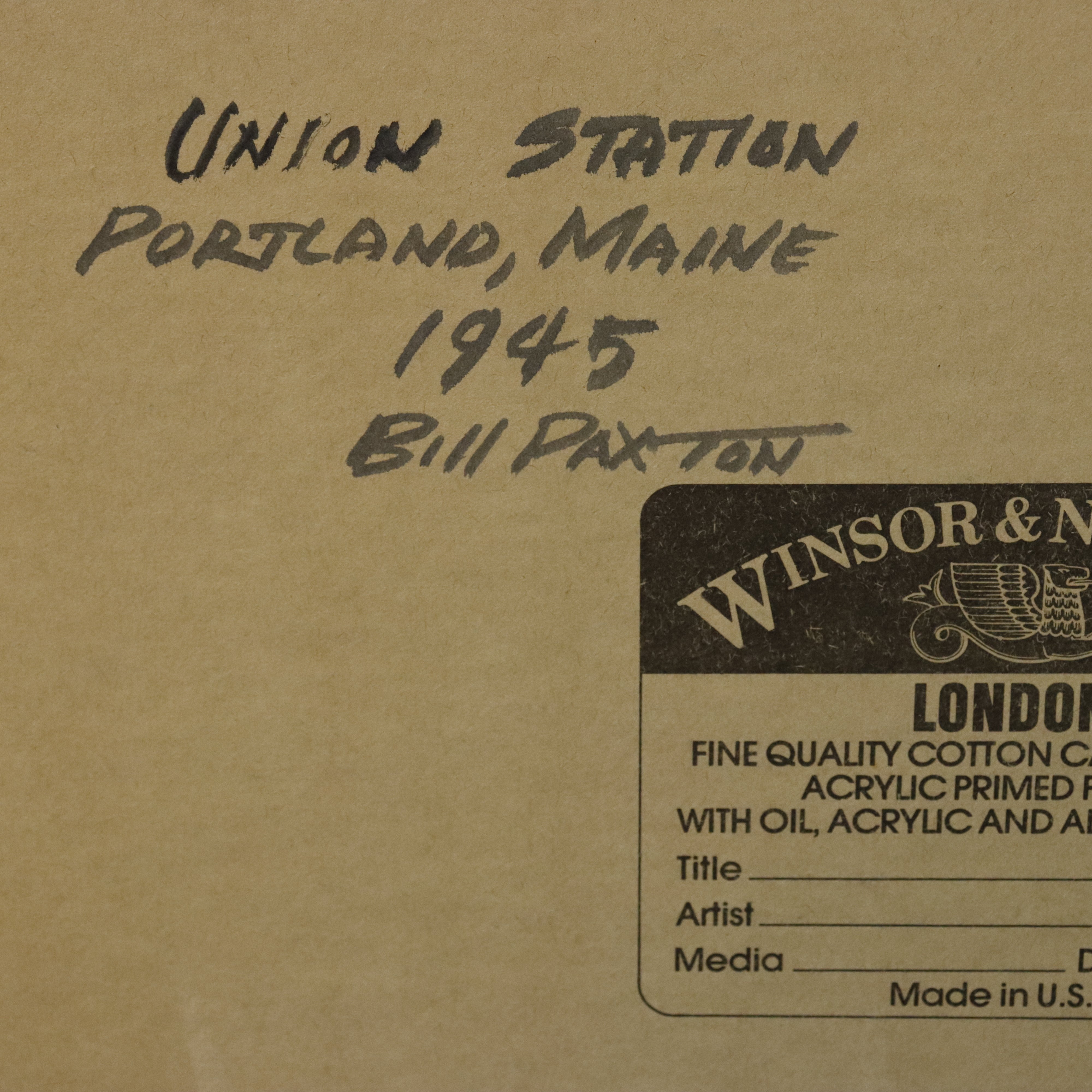 AW092: Bill Paxton - Union Station in Portland Maine - Circa 1945 Mid Century Oil on Board