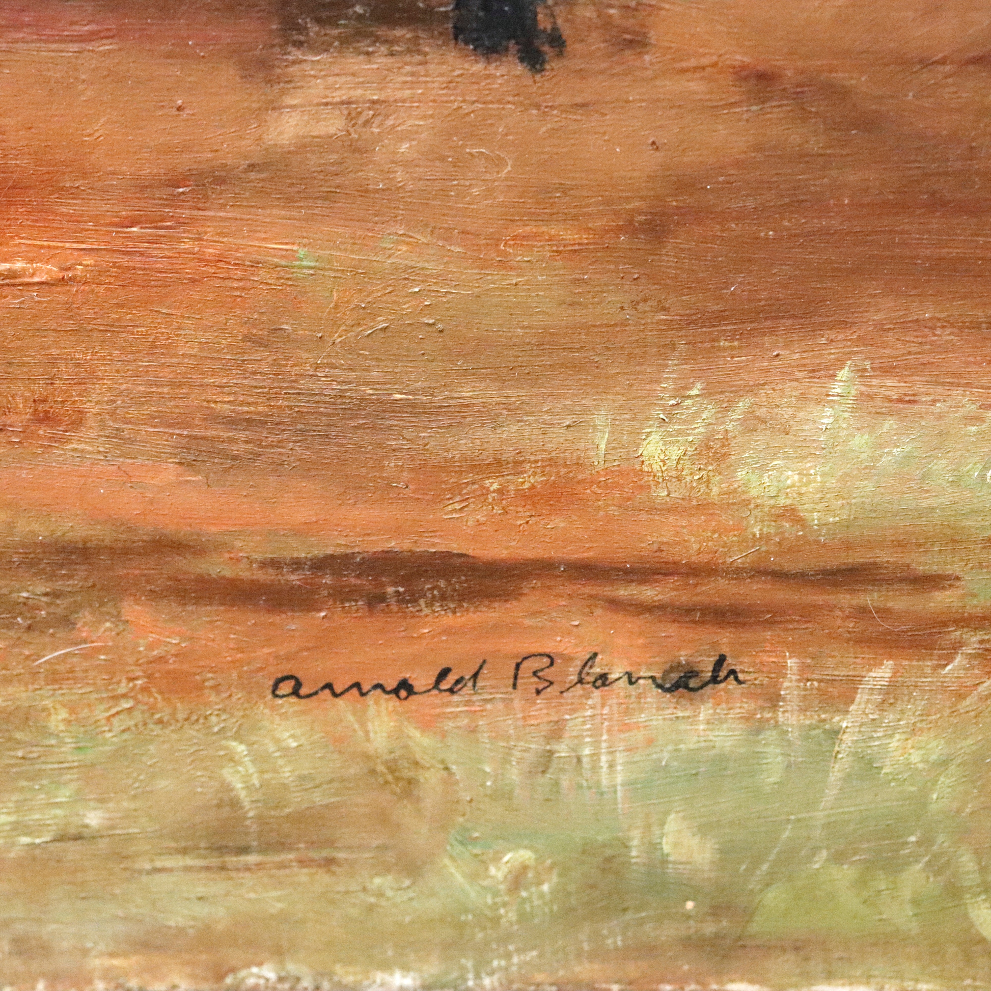 AW921: Arnold Blanch Antique Regionalist WPA  "Landscape With Red Barn" Woodstock New York Oil on Canvas Painting