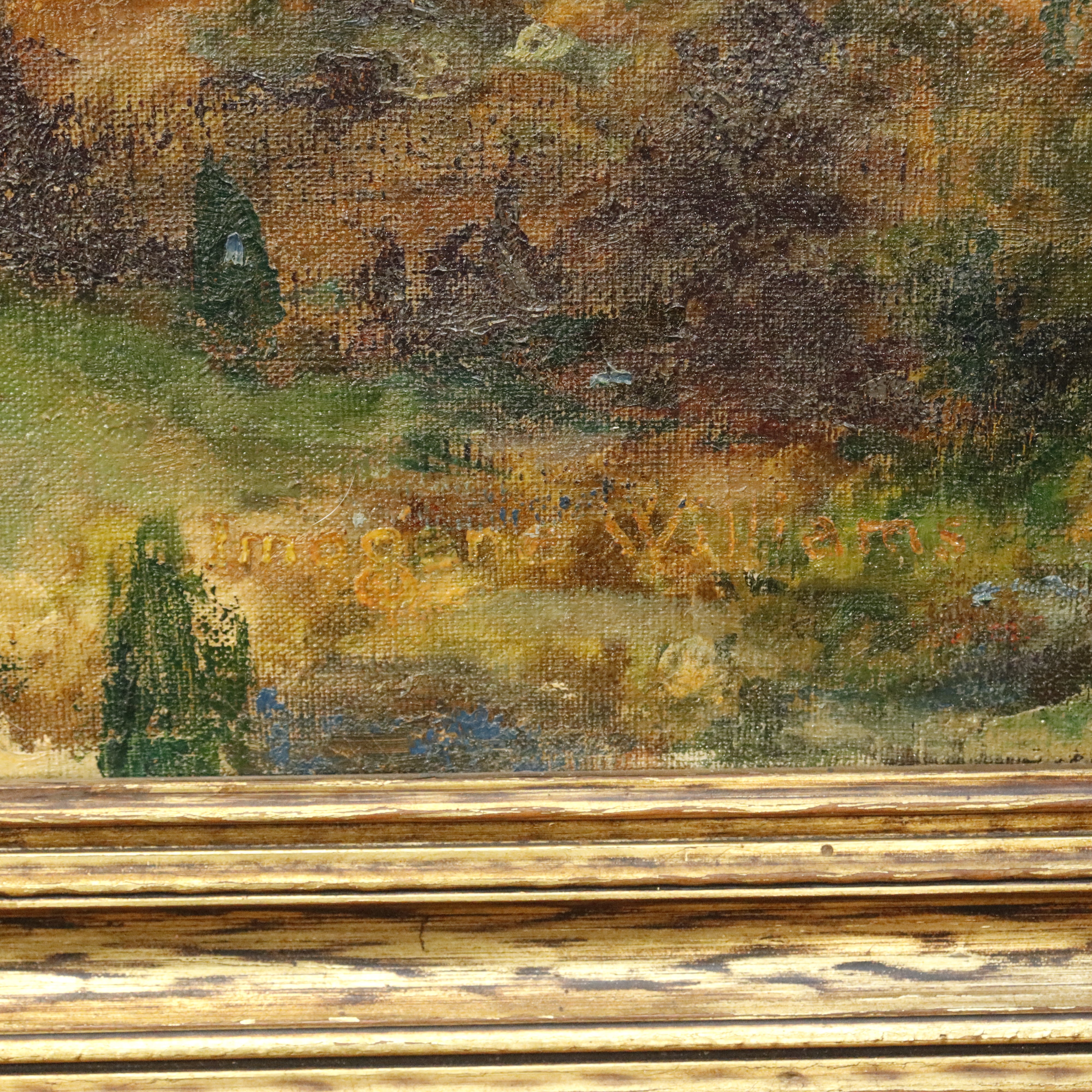 AW310: Imogene Williams The Ozarks WPA American Regionalist Artist Oil on Canvas Painting Circa 1940's