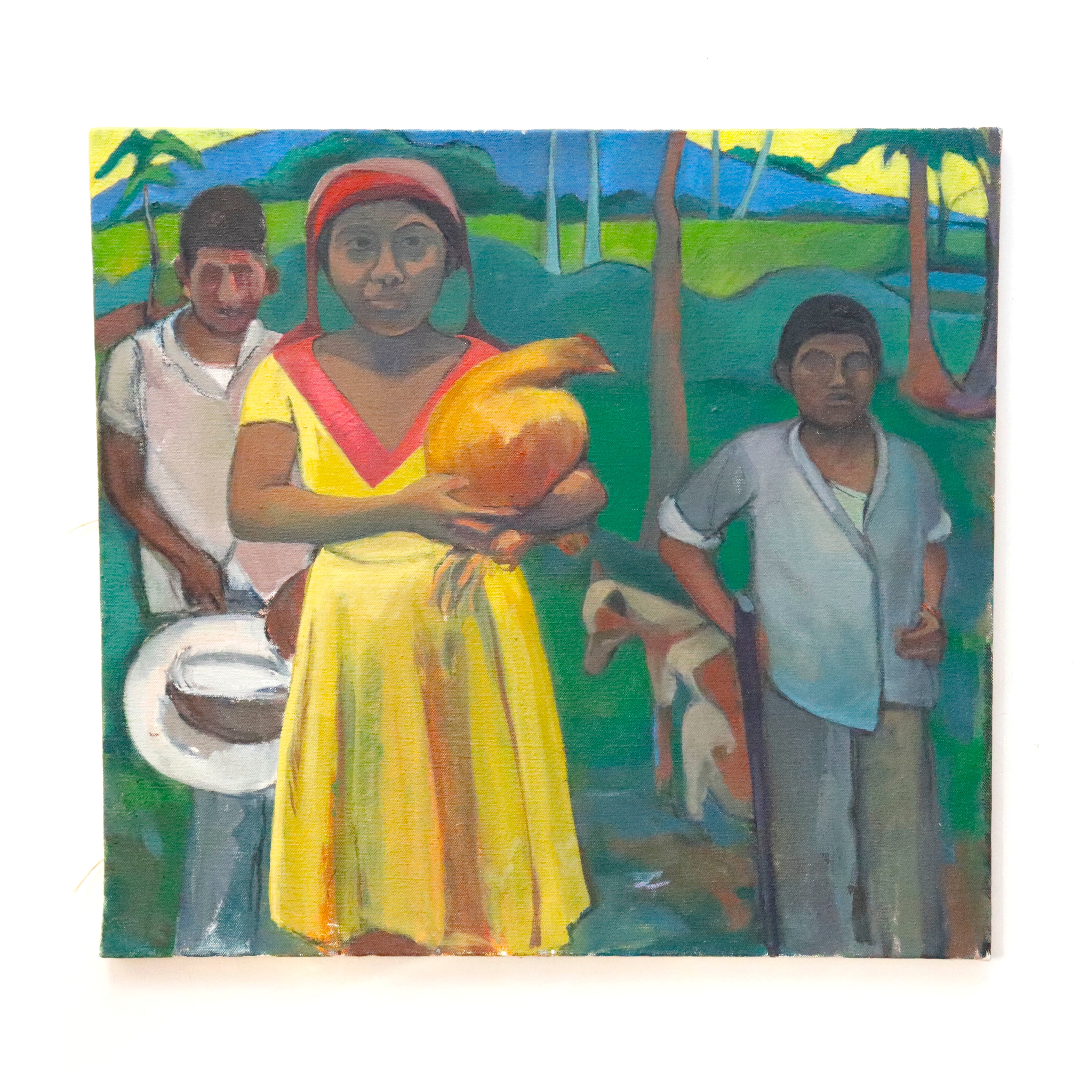 AW547: Style of Gauguin Modern South Pacific Islanders Oil on Canvas