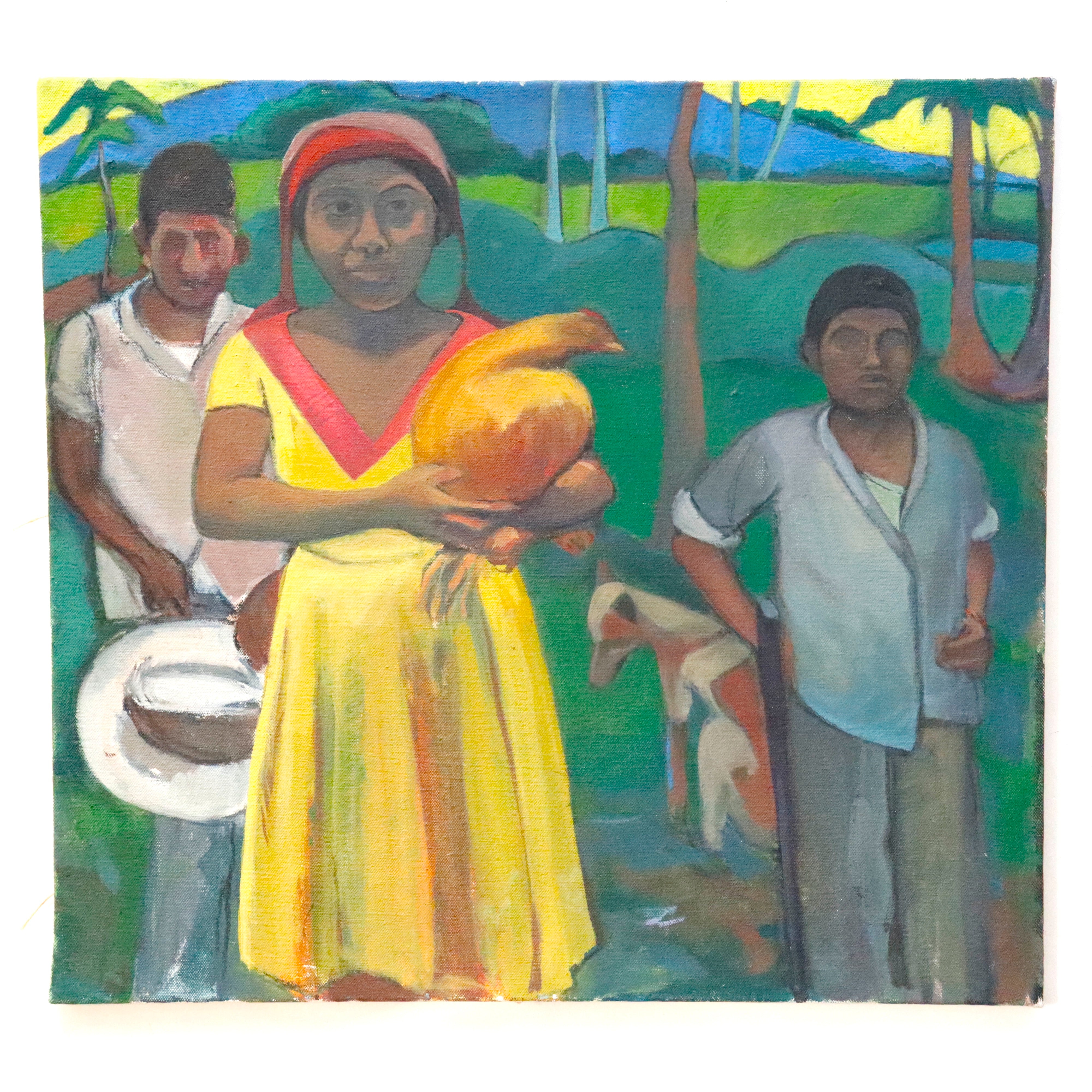 AW547: Style of Gauguin Modern South Pacific Islanders Oil on Canvas