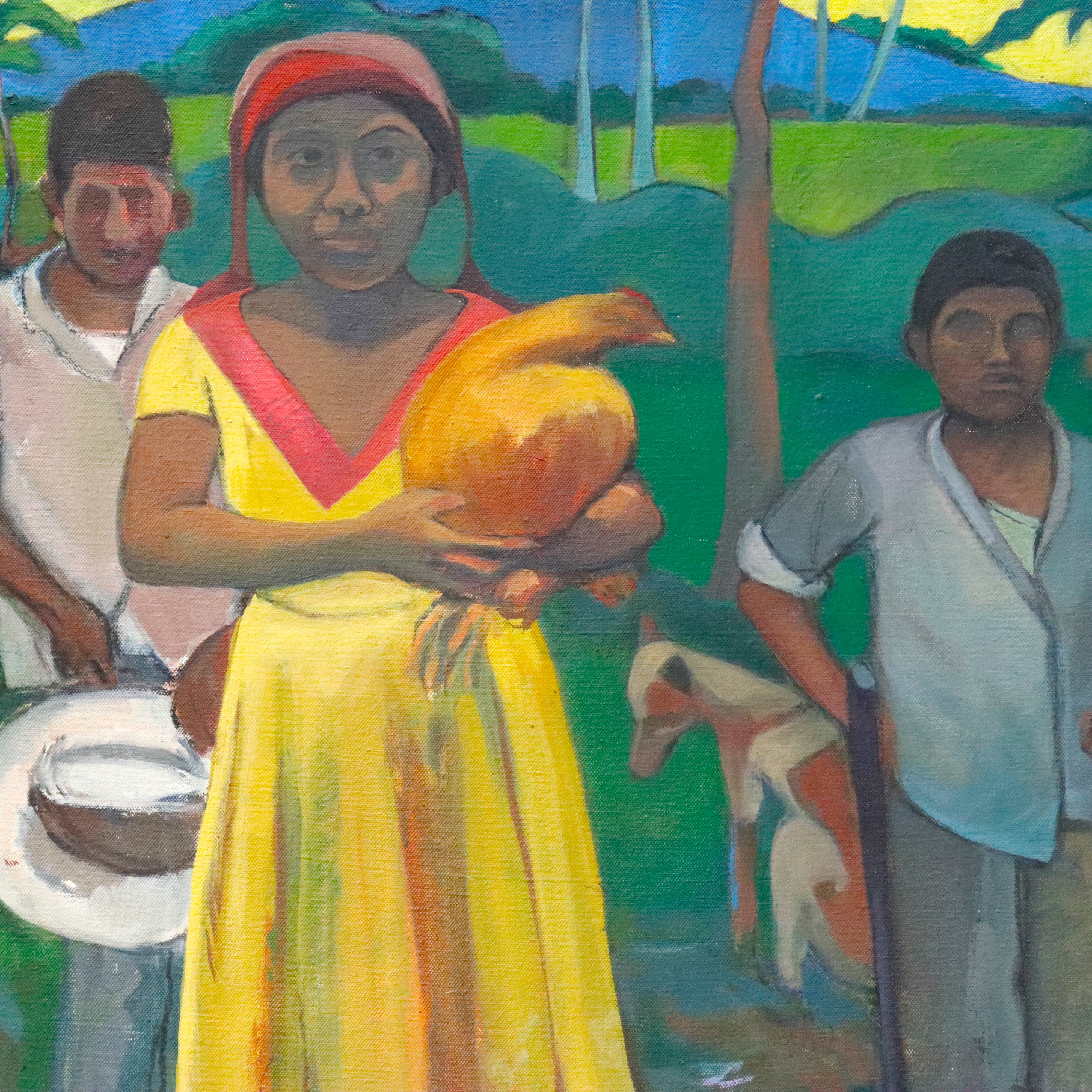 AW547: Style of Gauguin Modern South Pacific Islanders Oil on Canvas