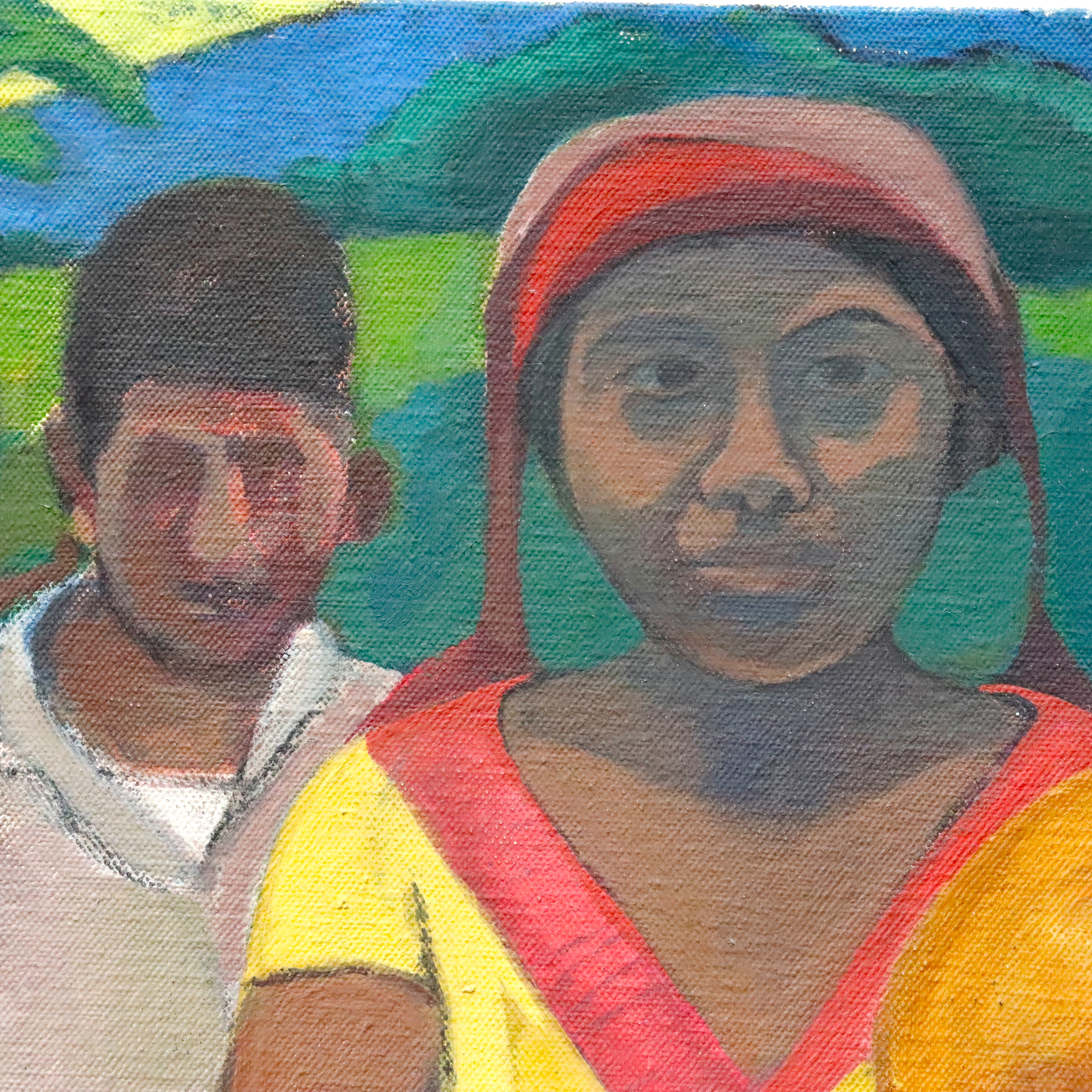 AW547: Style of Gauguin Modern South Pacific Islanders Oil on Canvas
