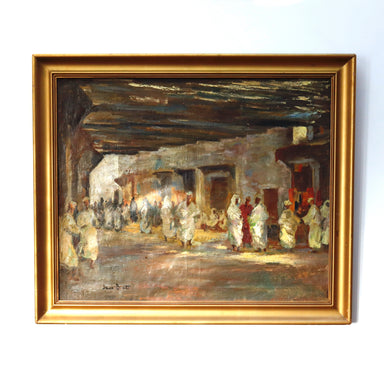 Jean Boutet Arab Bazar Oil on Canvas Mid 20th Century | Work of Man