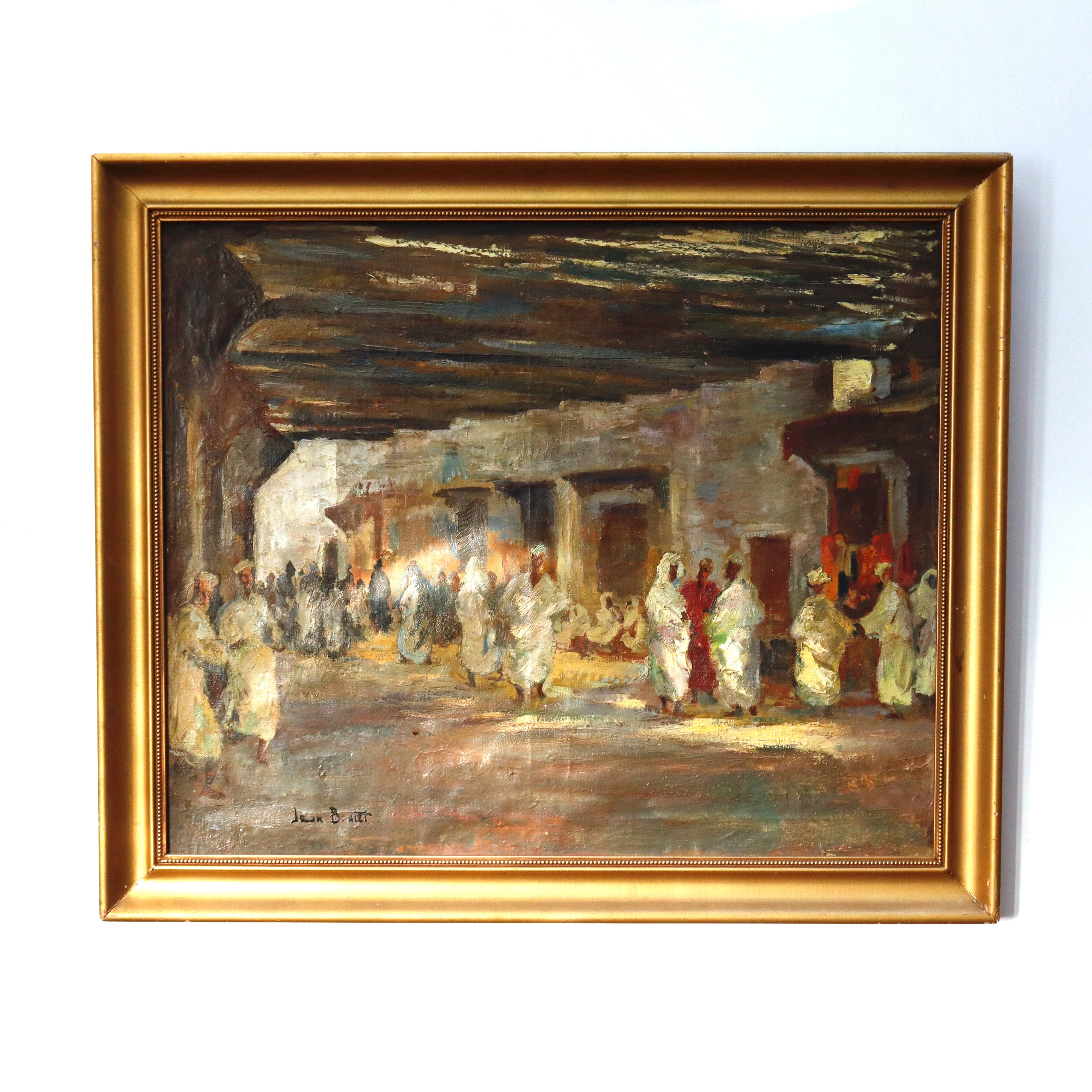 Jean Boutet Arab Bazar Oil on Canvas Mid 20th Century | Work of Man