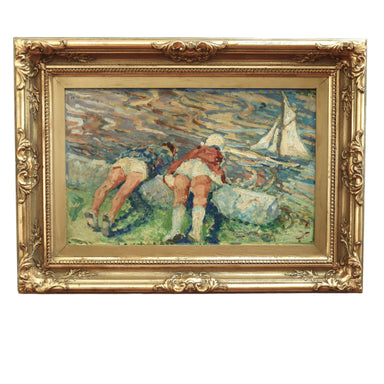  Impressionist Oil on Board Painting French School Monogrammed Signature | Work of Man