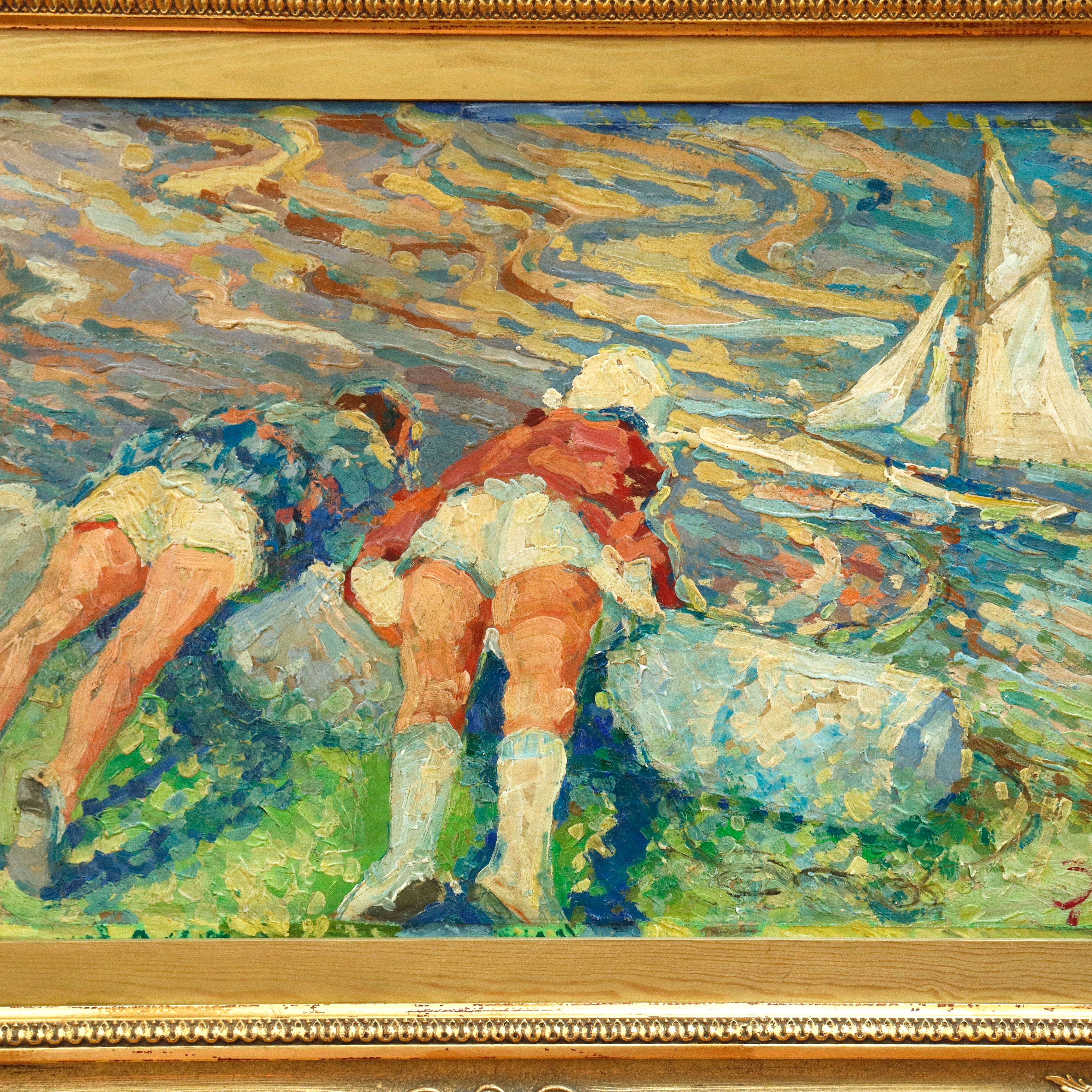 AW929: Impressionist Oil on Board Painting French School Monogrammed Signature
