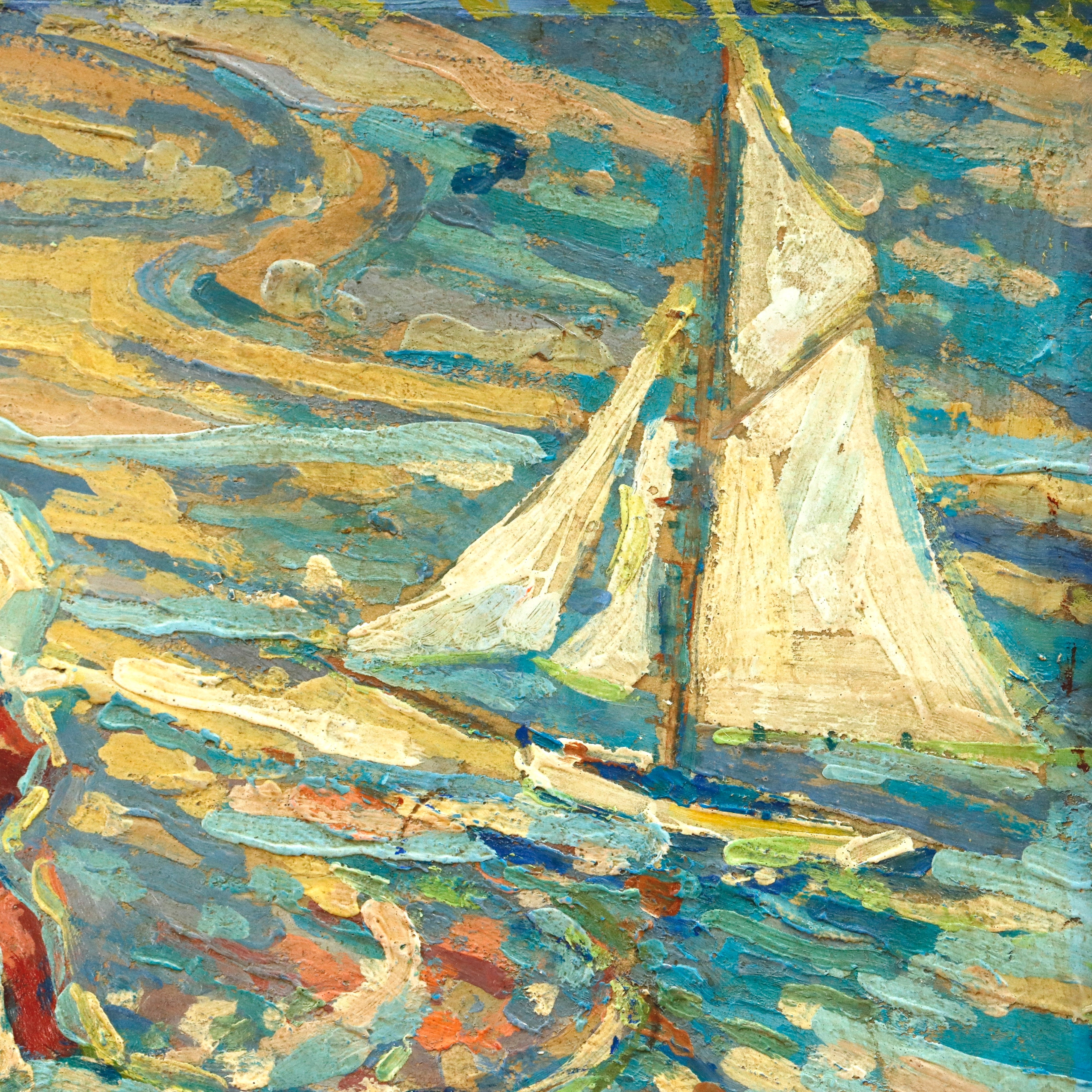 AW929: Impressionist Oil on Board Painting French School Monogrammed Signature