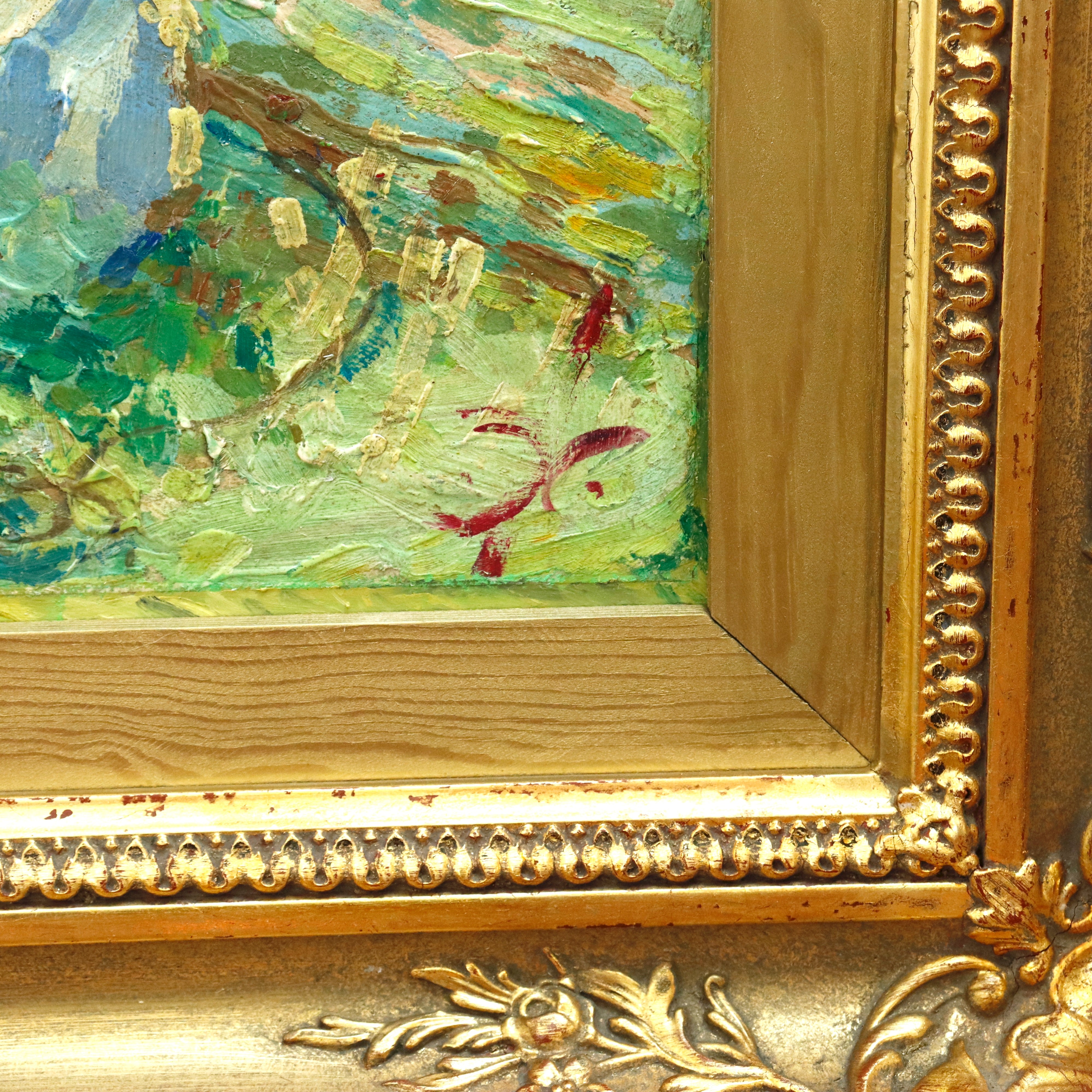 AW929: Impressionist Oil on Board Painting French School Monogrammed Signature