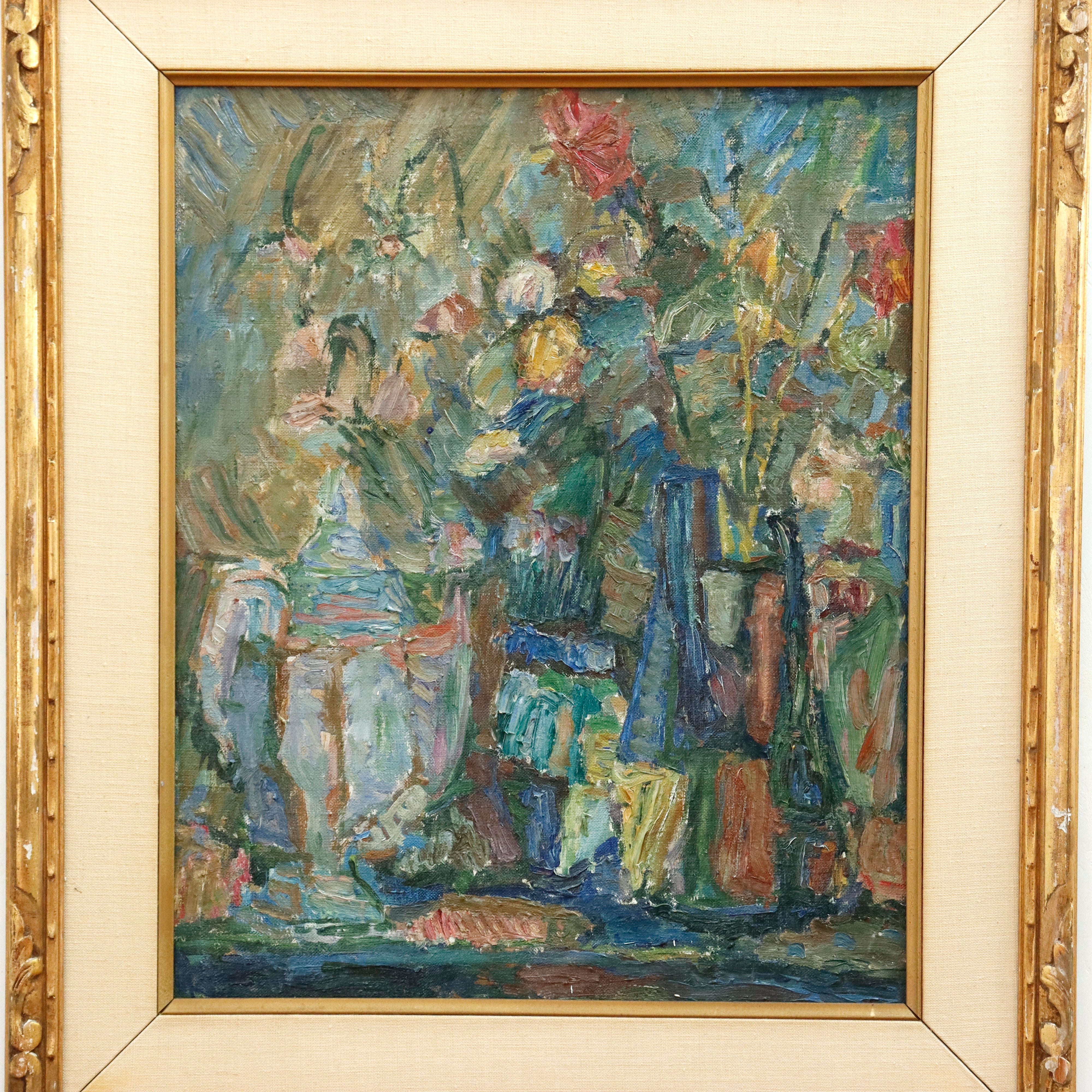 AW209: Jezioranska Dubwsa Mid Century Fauvist Still Life Oil on Canvas Painting