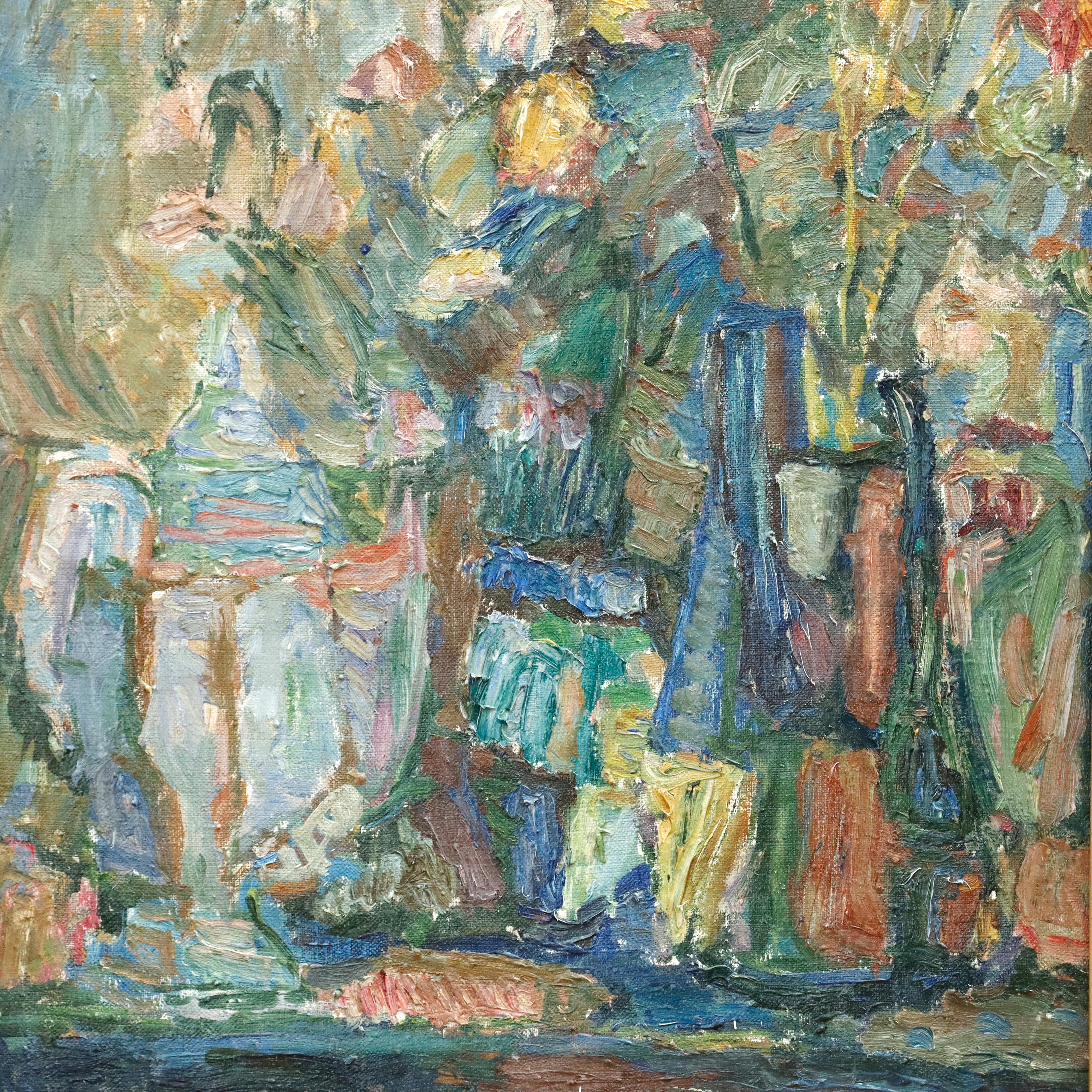 AW209: Jezioranska Dubwsa Mid Century Fauvist Still Life Oil on Canvas Painting