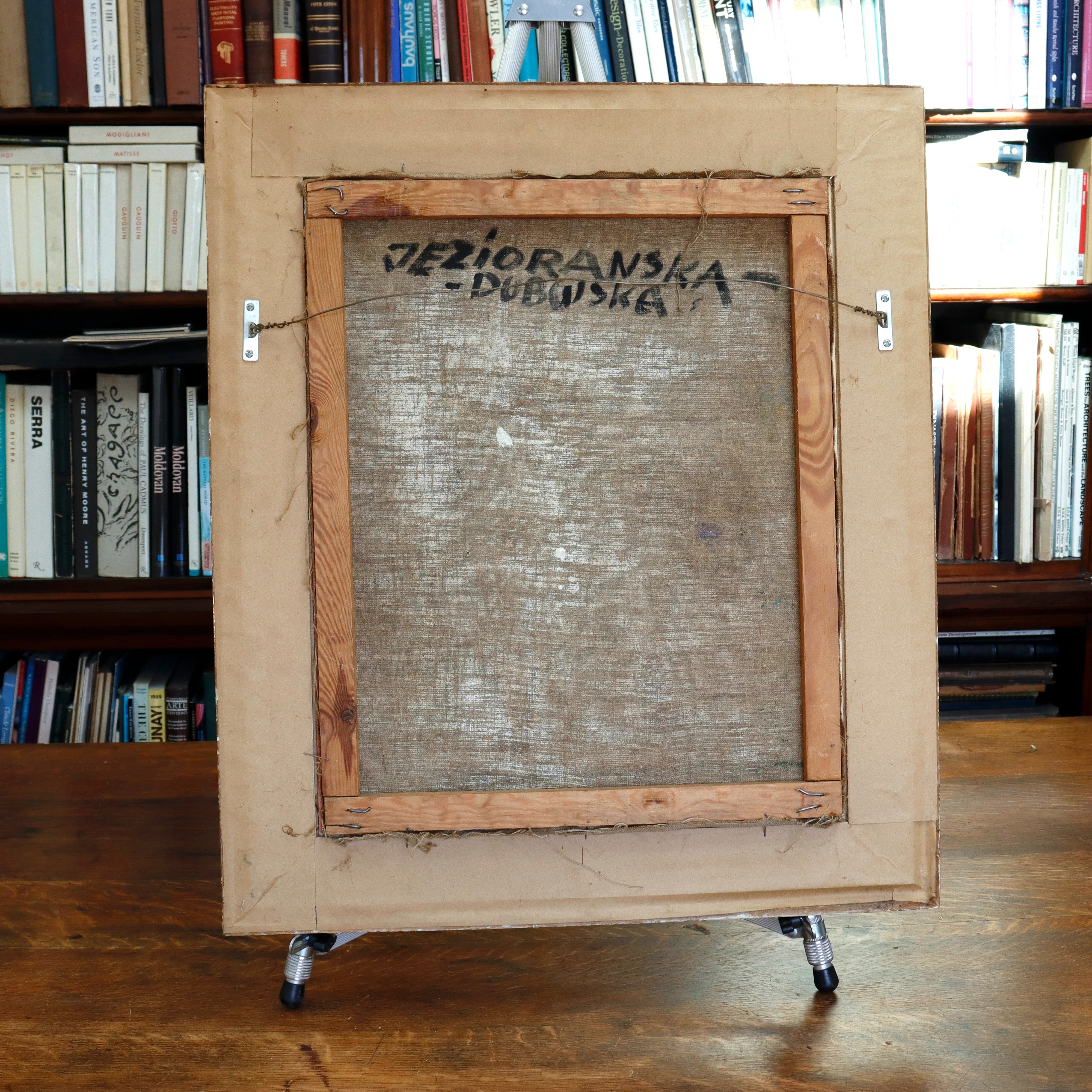 AW209: Jezioranska Dubwsa Mid Century Fauvist Still Life Oil on Canvas Painting