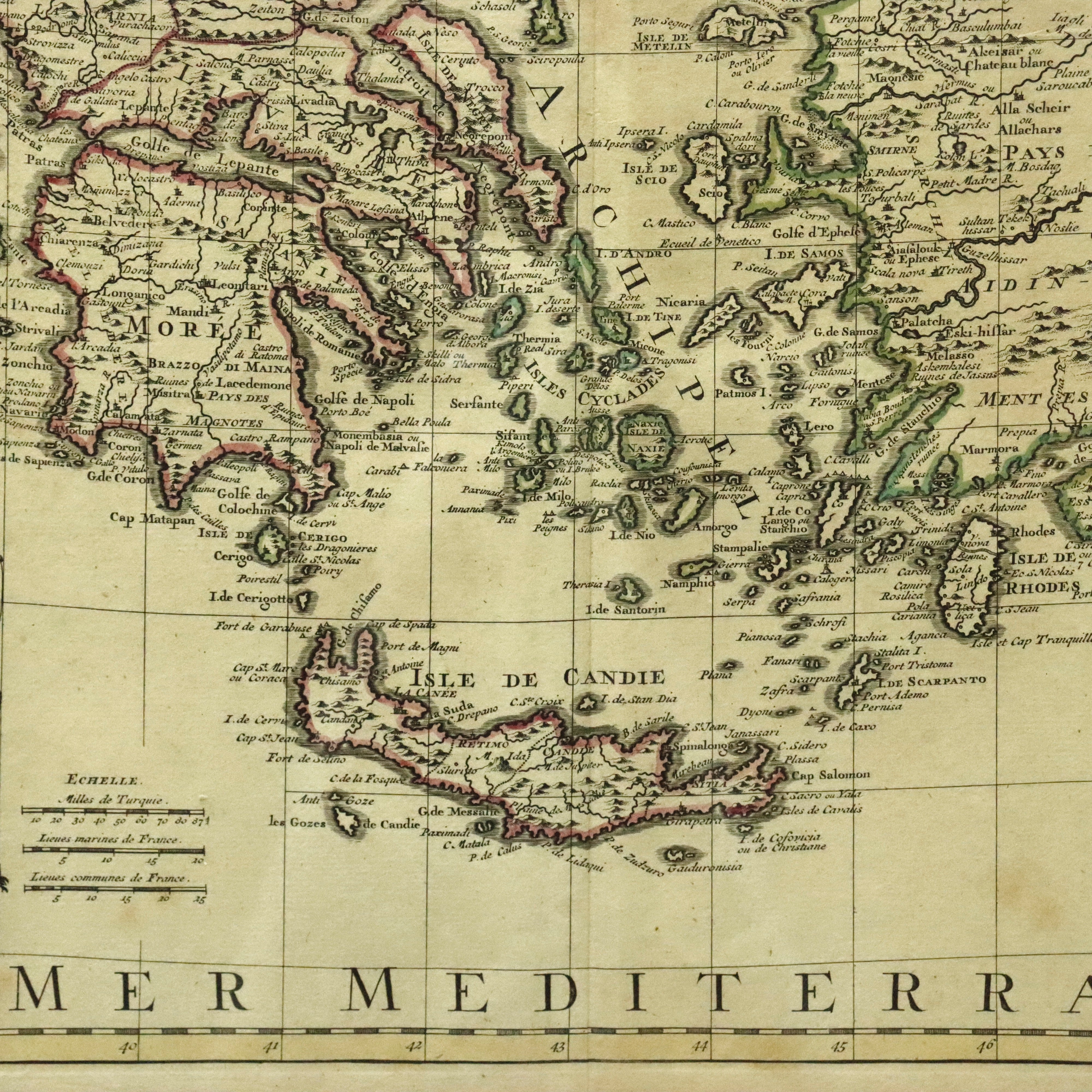 AW7-017: Guillaume de L'Isle Circa 1730 Map of the Aegean Sea "Carte De La Grece"