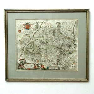 AW7-250: Willem Janszoon Blaeu Navarra Regnum Colored Engraving Map Circa 1635