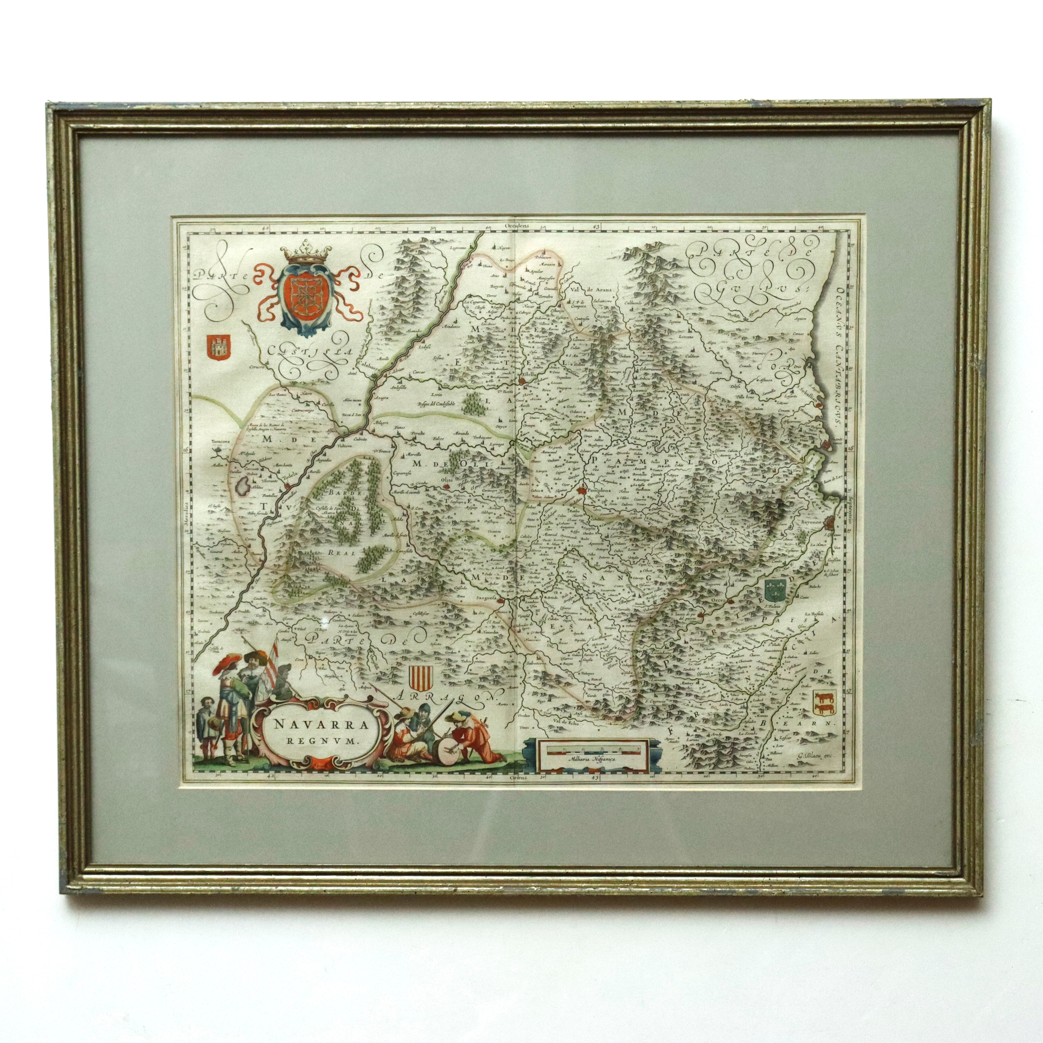 Willem Janszoon Blaeu Navarra Regnum Colored Engraving Map Circa 1635 | Work of Man