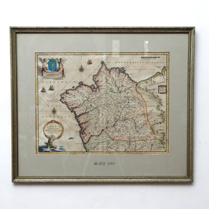 AW7-255: Willem Janszoon Blaeu Kingdom of Galicia Colored Engraving Map Circa 1635