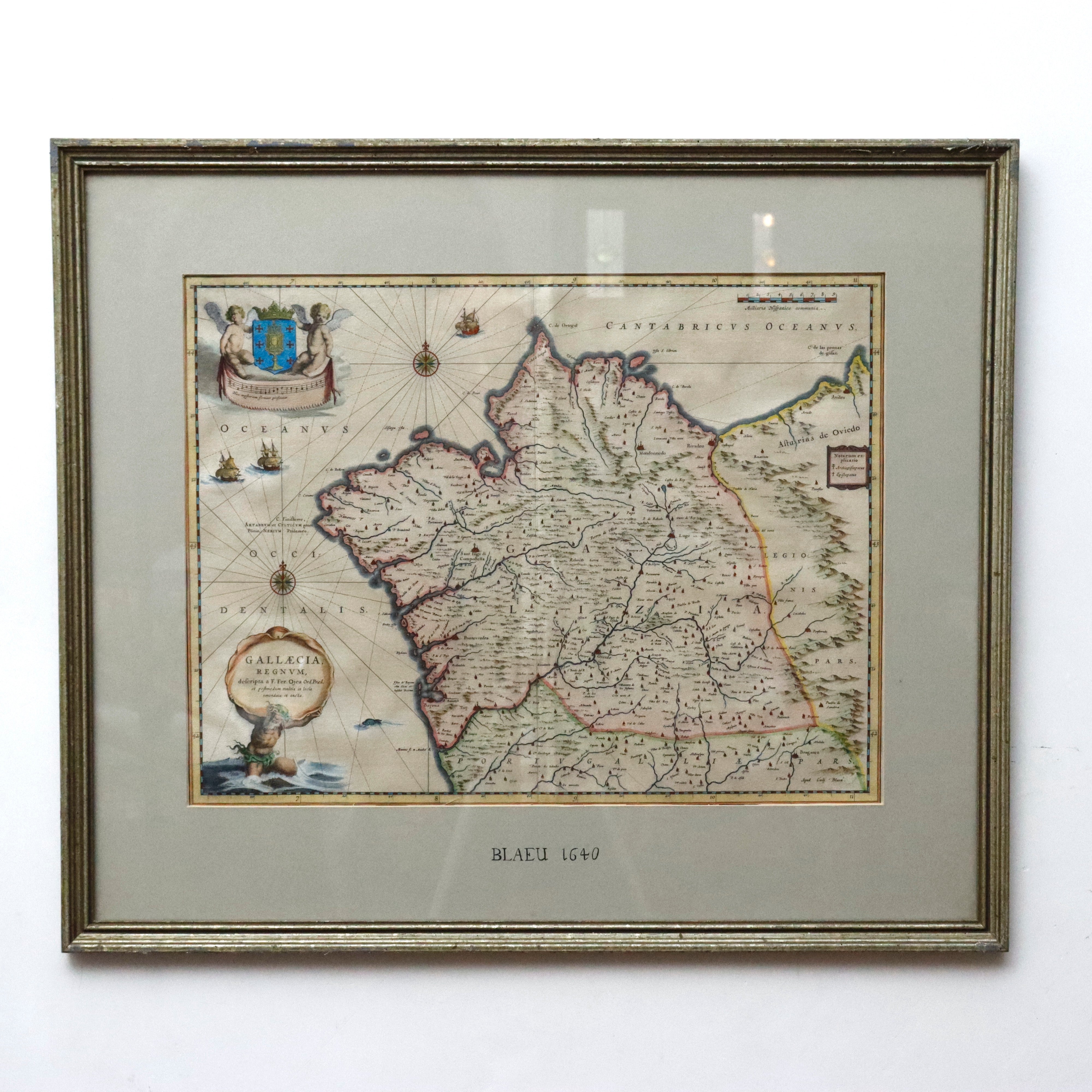 Willem Janszoon Blaeu Kingdom of Galicia Colored Engraving Map Circa 1635 | Work of Man