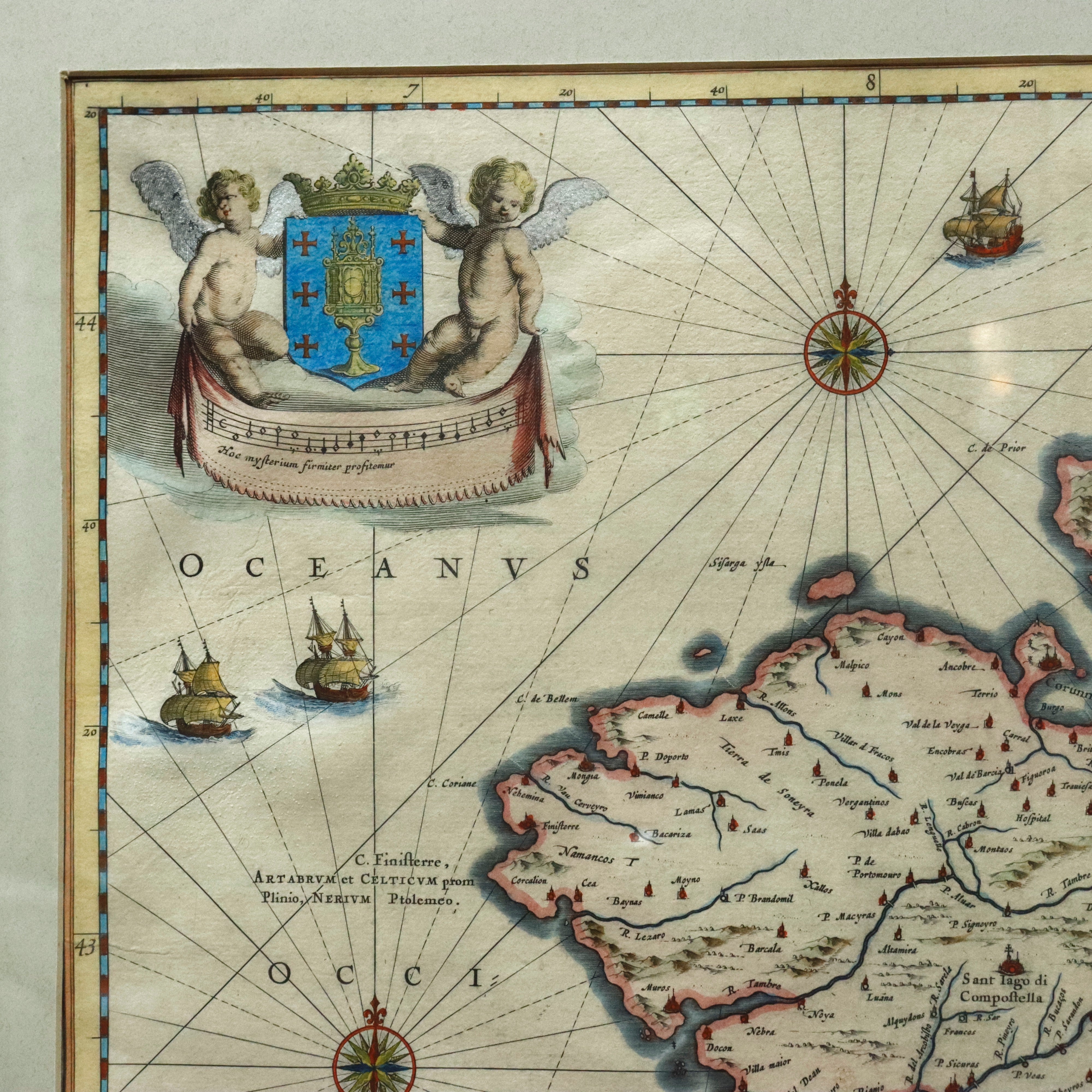 AW7-255: Willem Janszoon Blaeu Kingdom of Galicia Colored Engraving Map Circa 1635