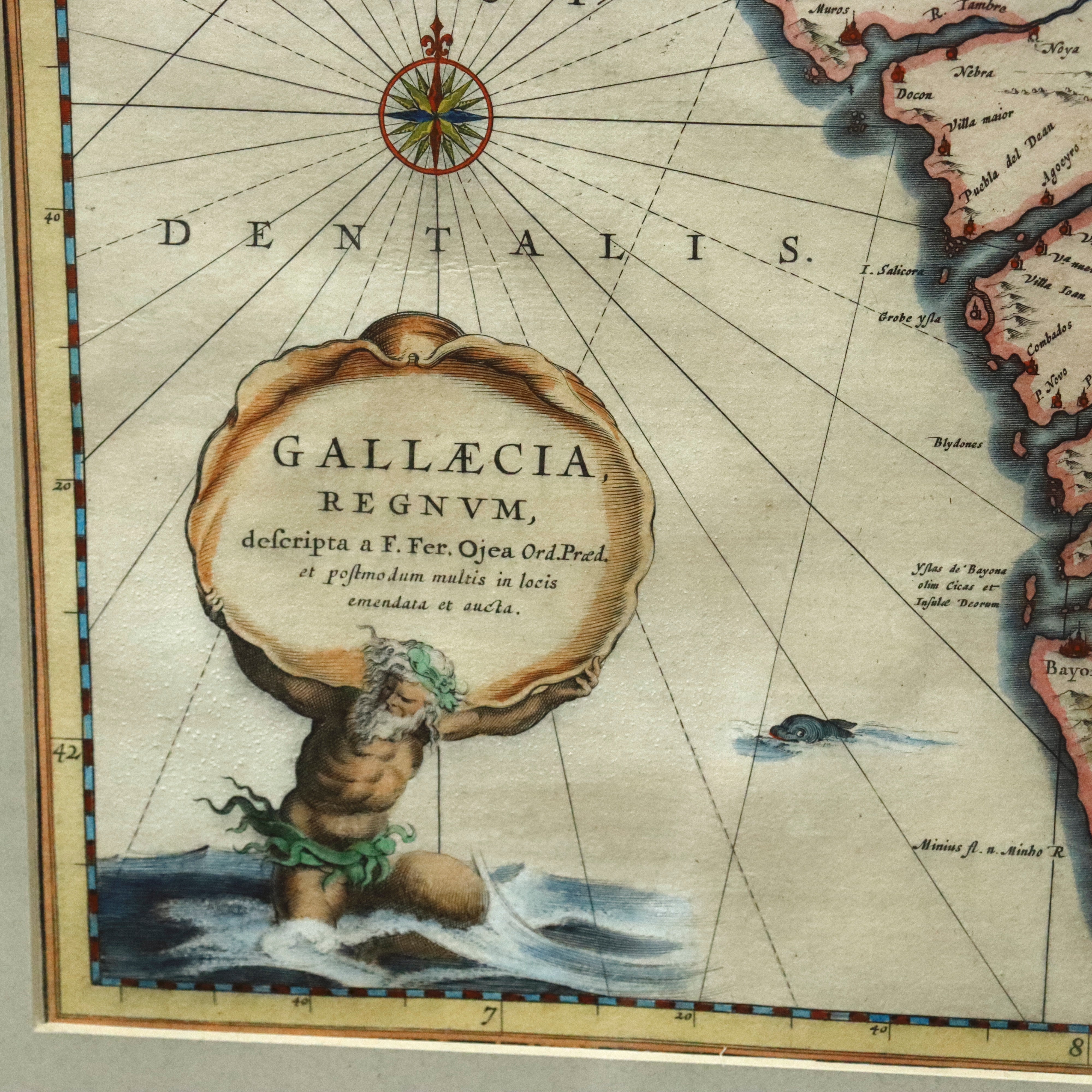 AW7-255: Willem Janszoon Blaeu Kingdom of Galicia Colored Engraving Map Circa 1635