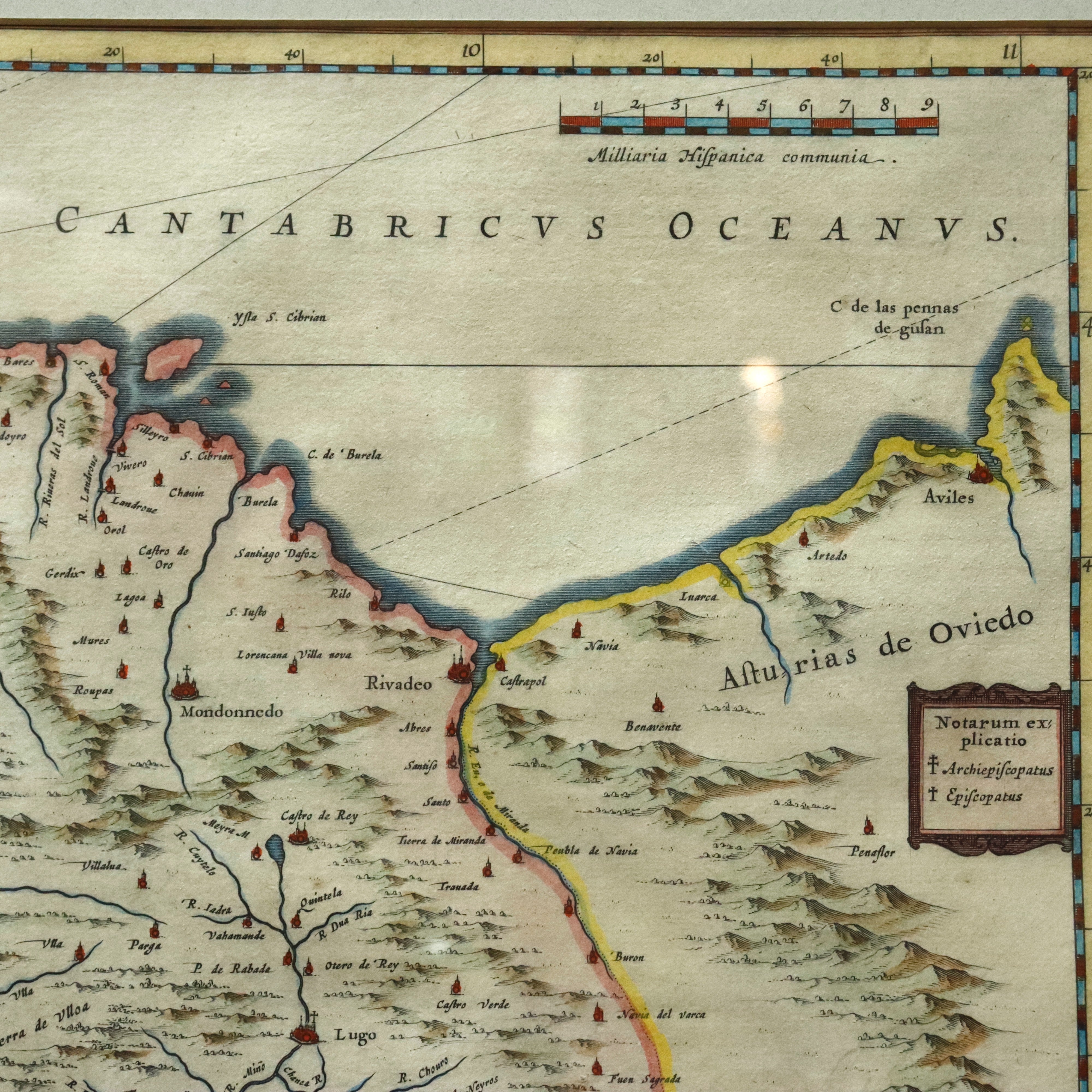 AW7-255: Willem Janszoon Blaeu Kingdom of Galicia Colored Engraving Map Circa 1635