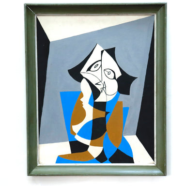 Cubist Figural Oil on Board Mid 20th Century Painting | Work of Man