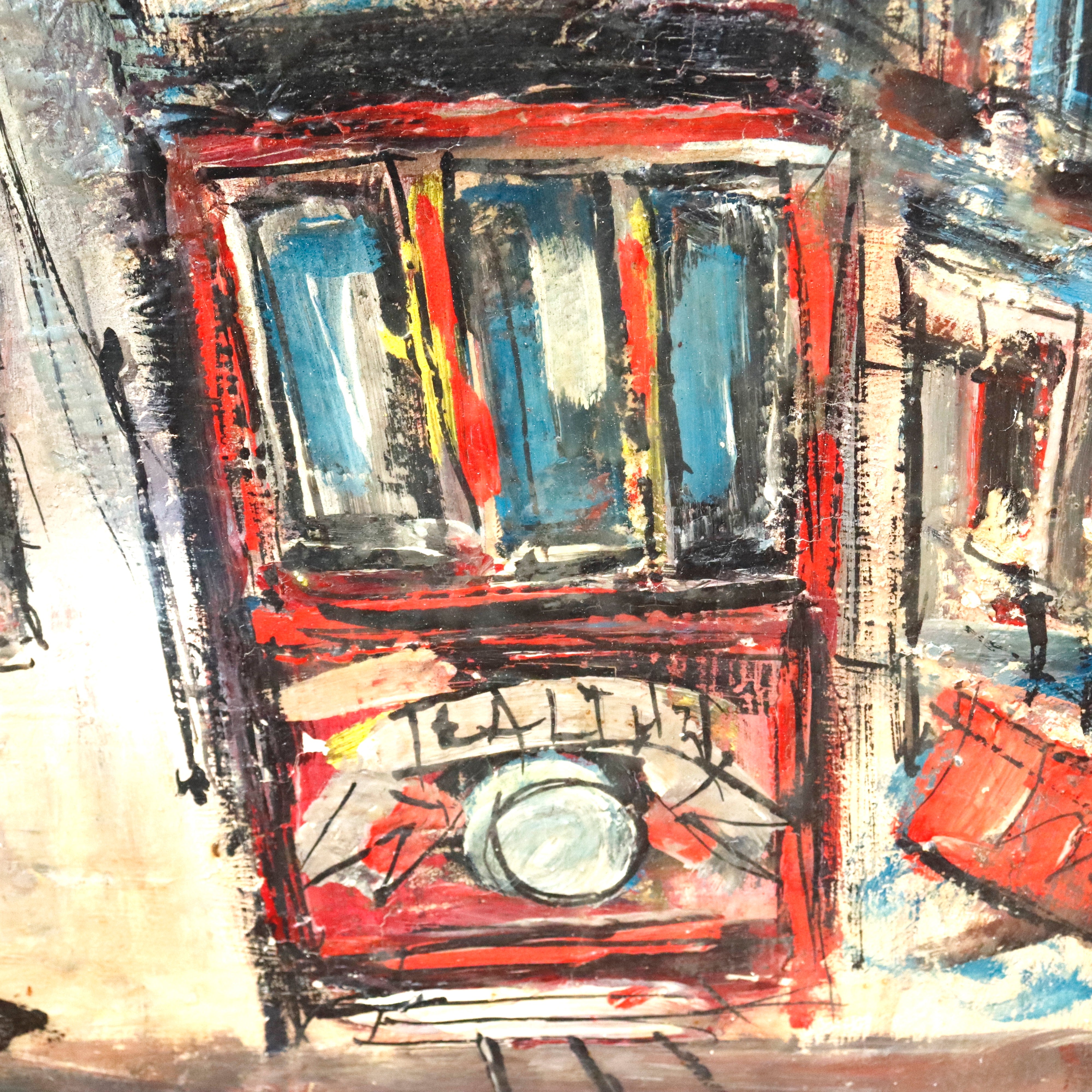 AW425: Pascal Cucaro San Francisco Street Scene Oil on Board Painting