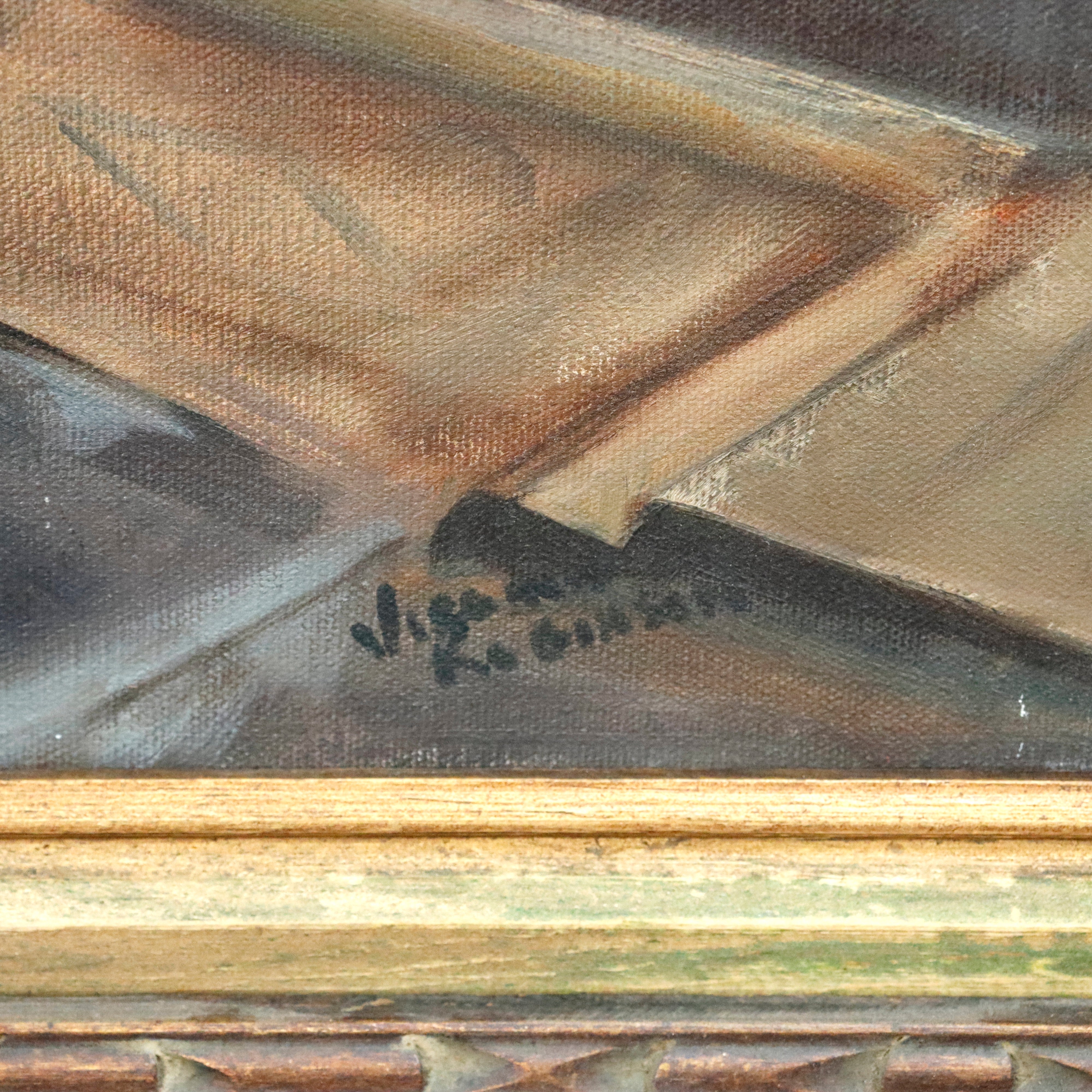 AW934: Virginia Robinson Expressionist French Street Scene Oil on Canvas