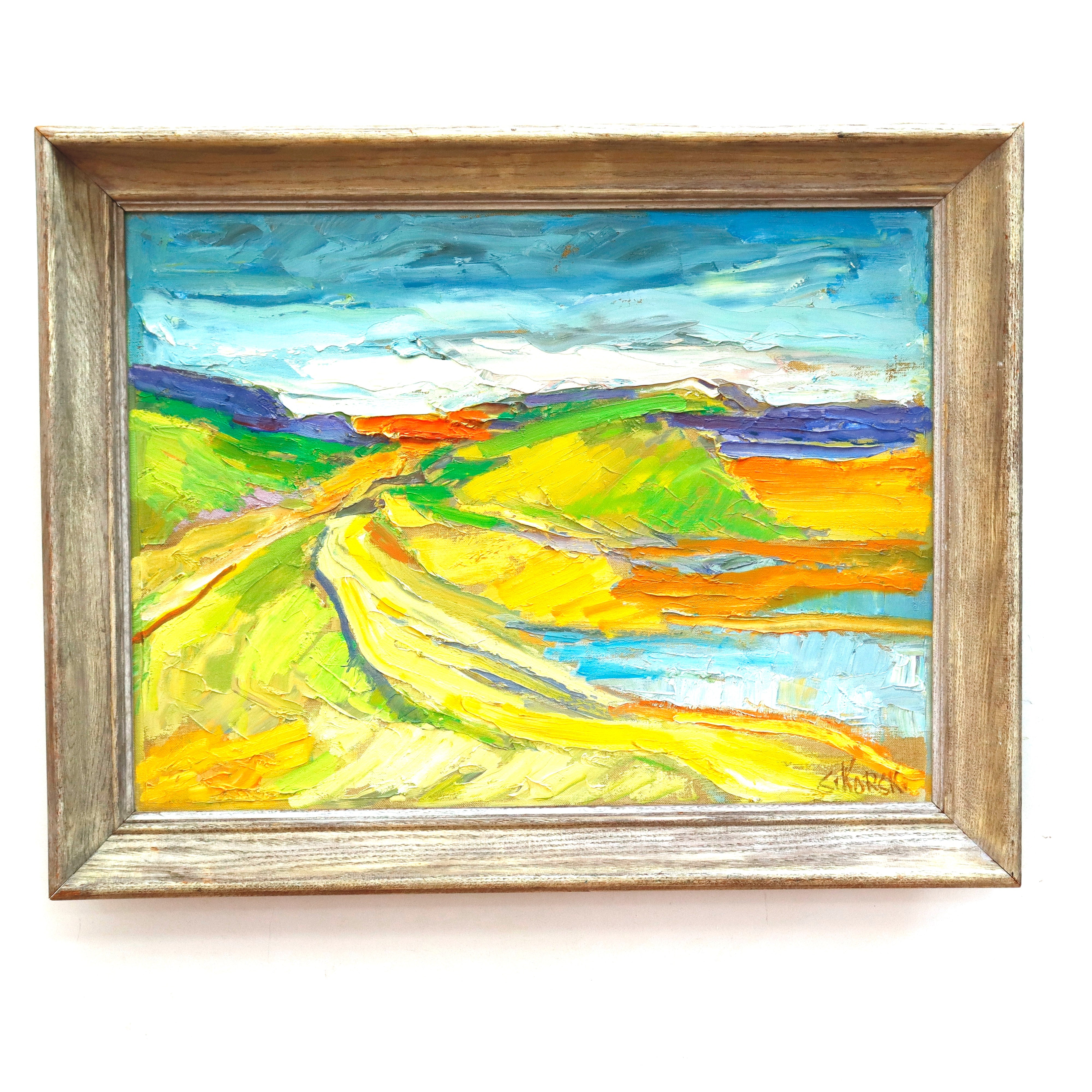S Korski Abstract Landscape Oil on Canvas Painting | Work of Man