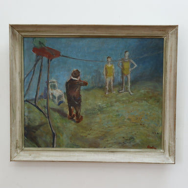 Robert Pikelny "Tight Rope" Modernist Oil on Board Early 20th Century | Work of Man