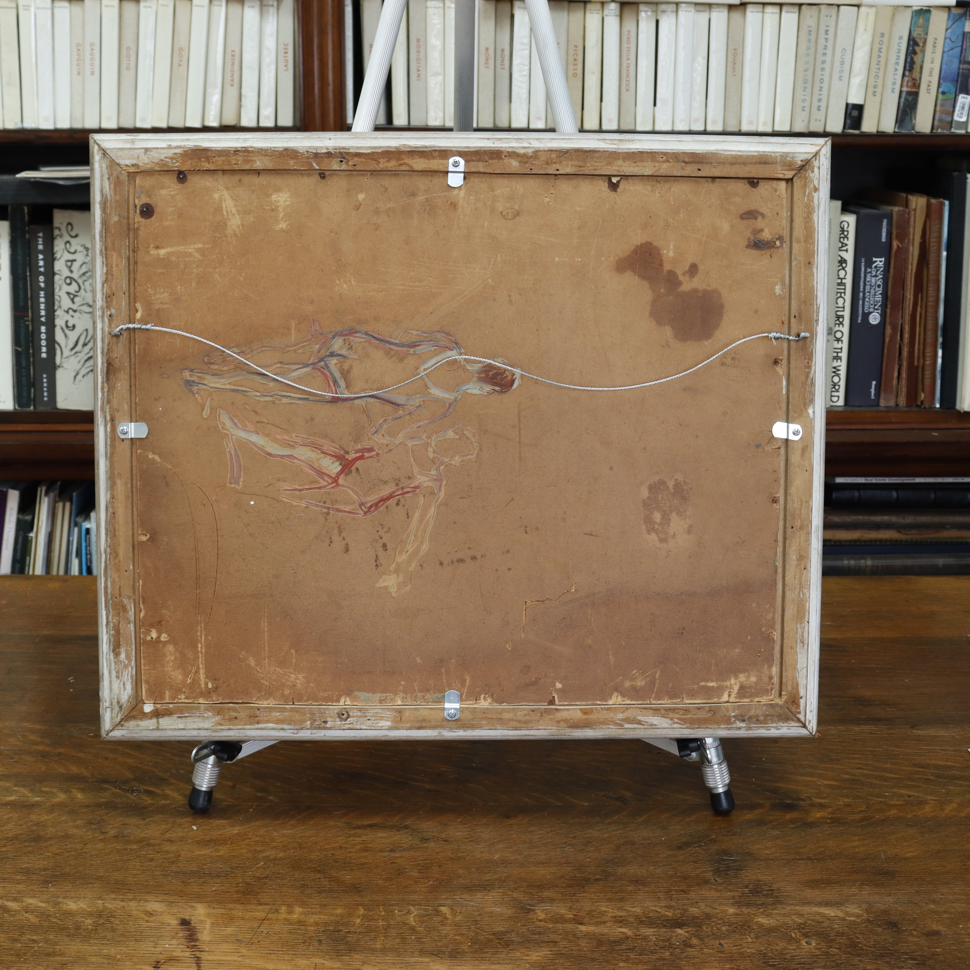 AW776: Robert Pikelny "Tight Rope" Modernist Oil on Board Early 20th Century