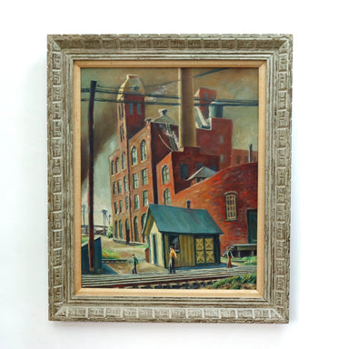 Samuel Thal WPA Ashcan American Regionalist Industrial Oil on Canvas Painting | Work of Man