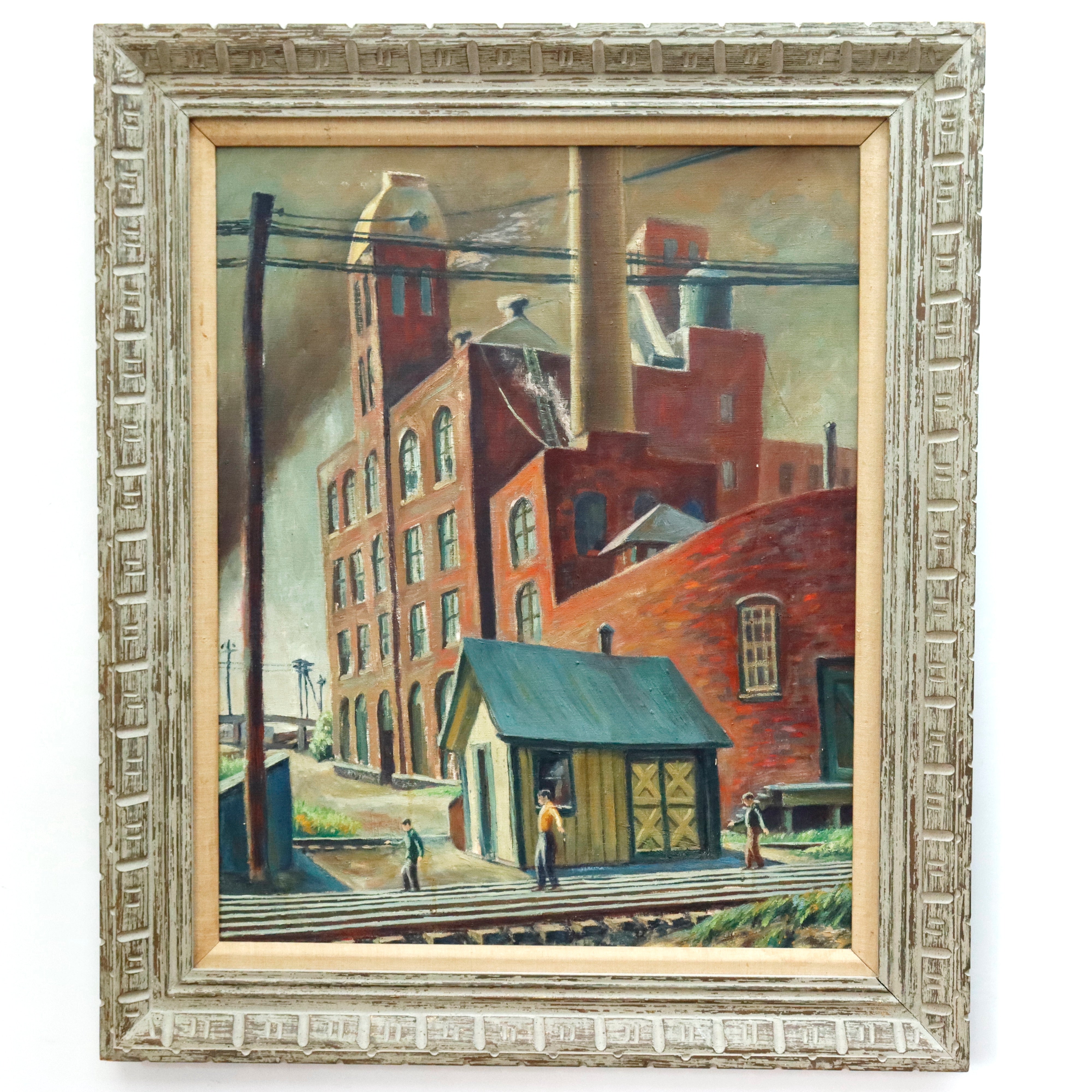 AW944: Samuel Thal WPA Ashcan American Regionalist Industrial Oil on Canvas Painting